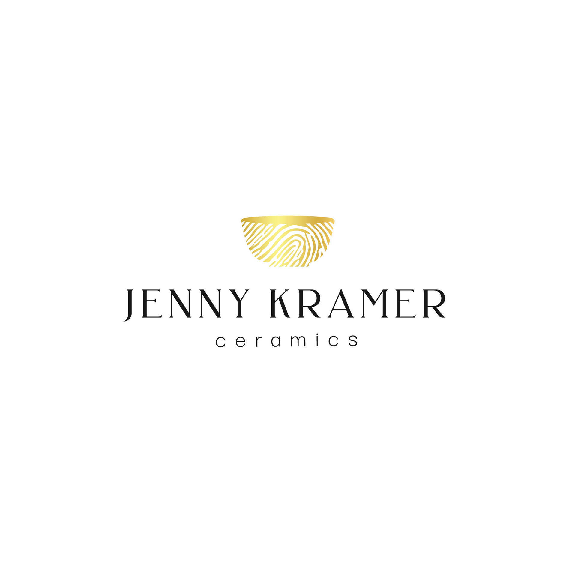 Luxurious, modern and bold logo design for Jenny Kramer Ceramics on white