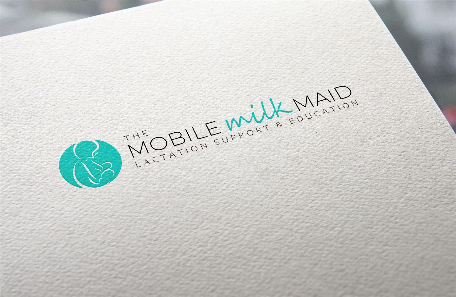 Teal blue, modern, and minimalistic logo design for a lactation consultant
