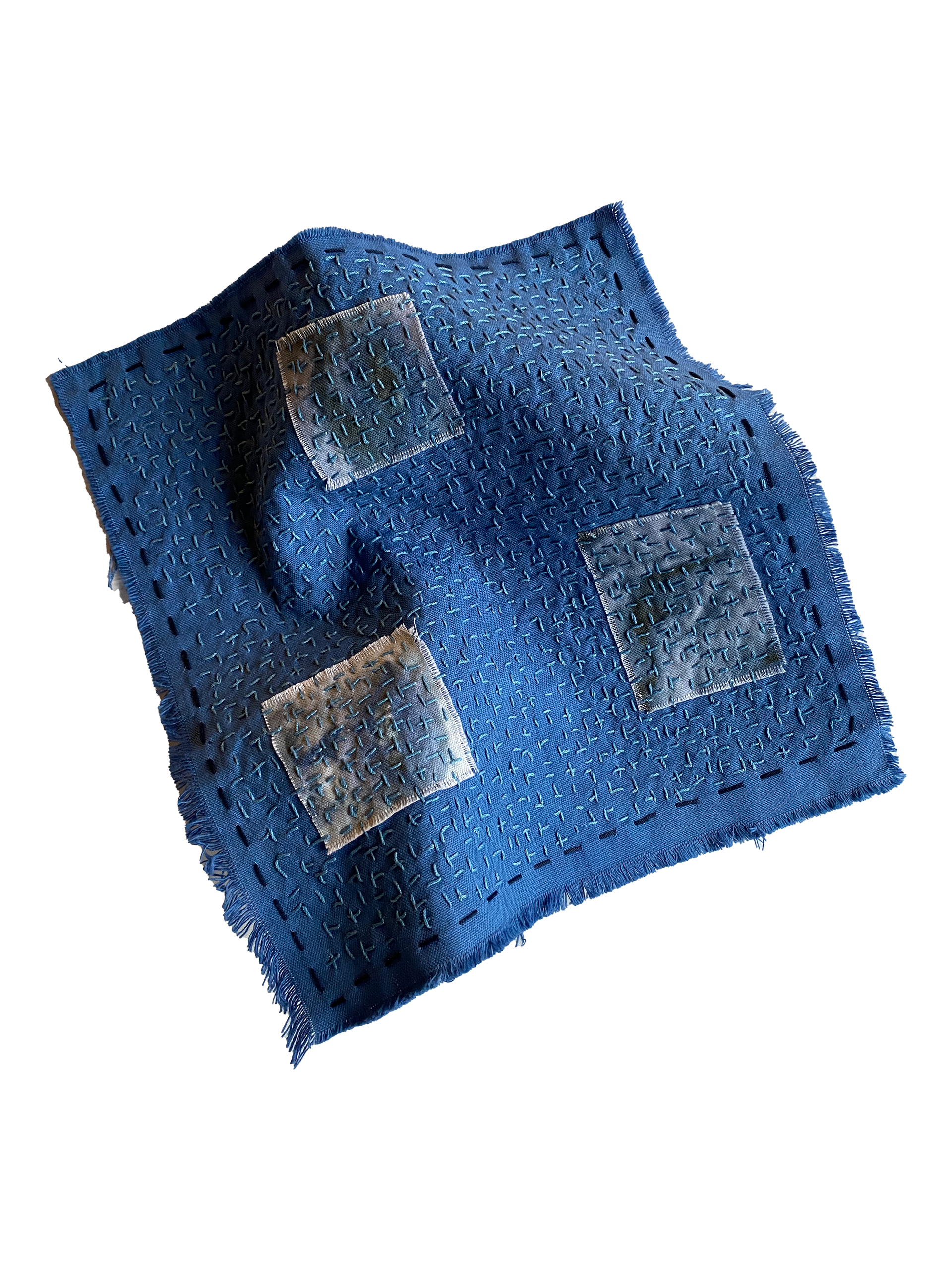 dyed panama with embroidered body parts patches and embroidering