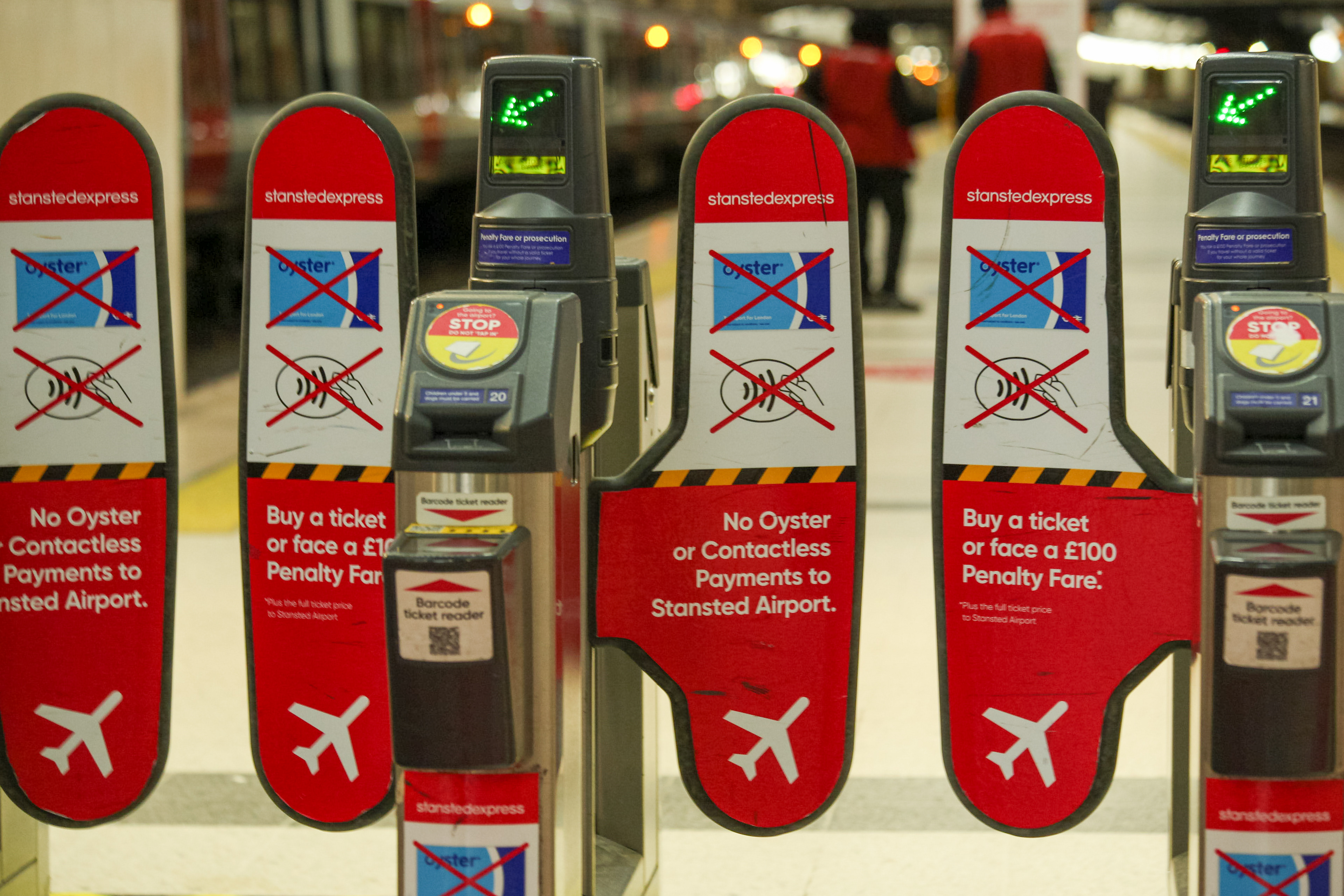 December 13th, 2025 - Stansted Express gateline stock image