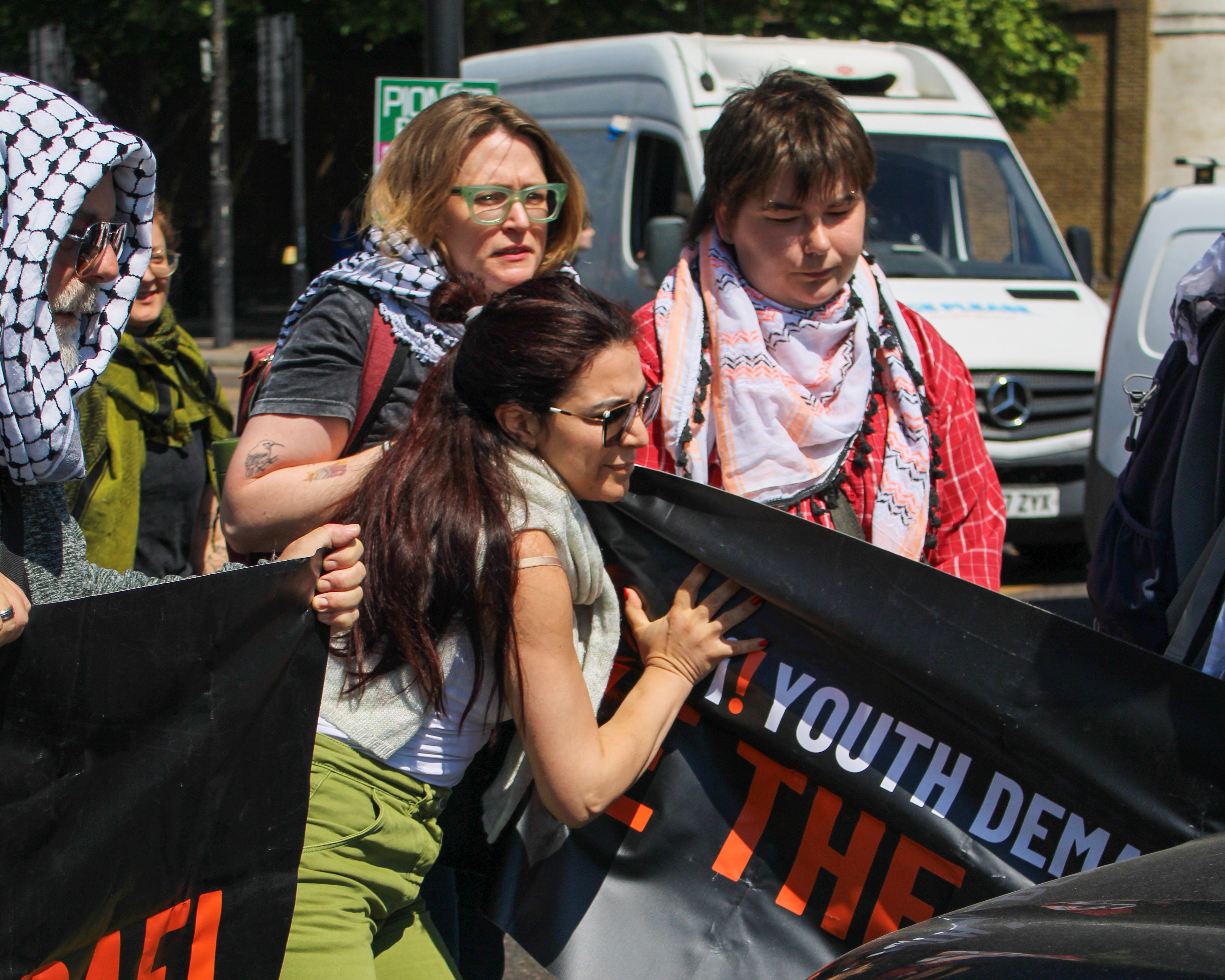 May 17th, 2025 - Youth Demand protesters block a Tower Bridge while being shoved