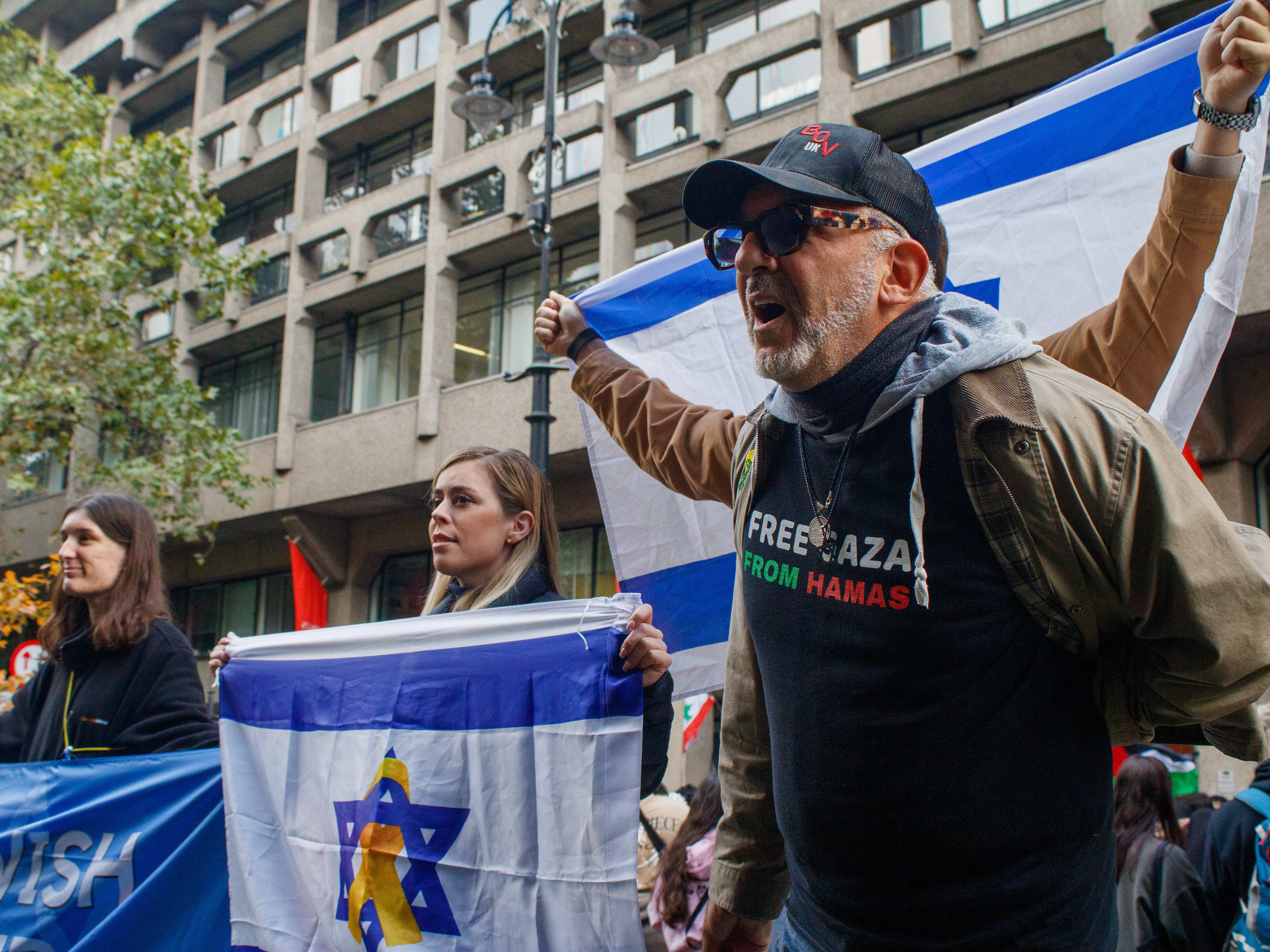 October 7th, 2025 - Stop The Hate protesters outside of KCL London