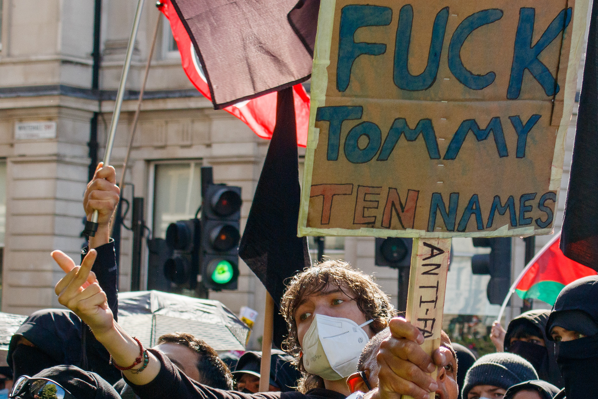 September 13th, 2025 - ANTIFA protesters countering a demo by Tommy Robbinson