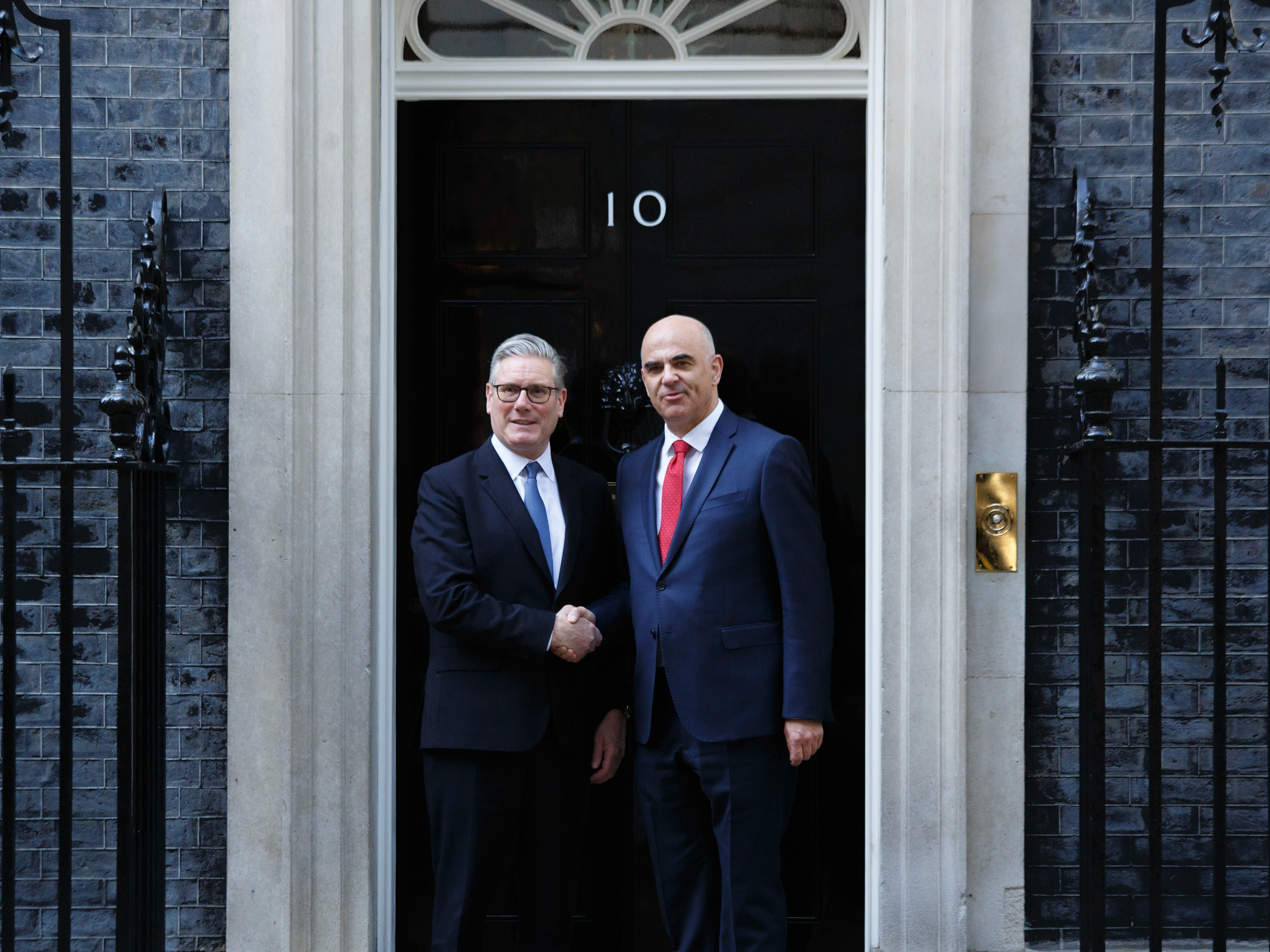 April 22nd, 2026 - Prime Minister of the United Kingdom Keir Starmer greeting Secretary General of the Council of Europe Alain Berset into Downing Street
