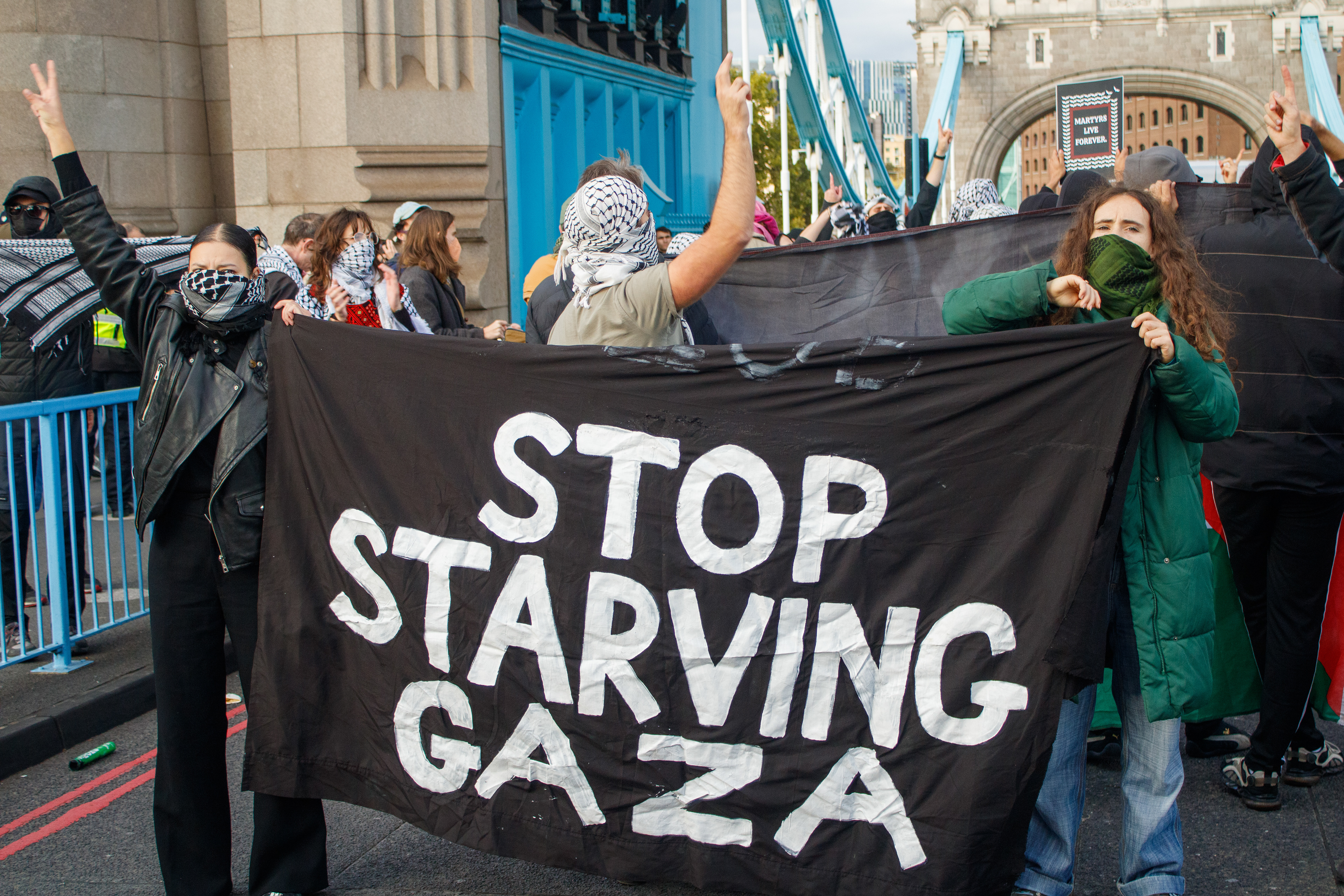 October 7th, 2025 - Protesters block Tower Bridge