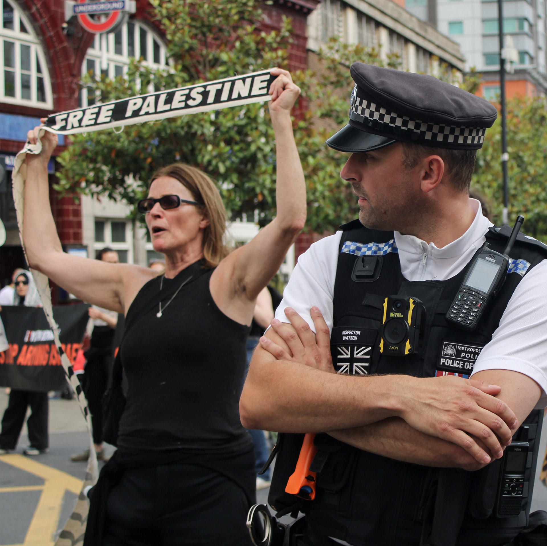 May 31st, 2025 - Youth Demand protesters block the road outside Lambeth North
