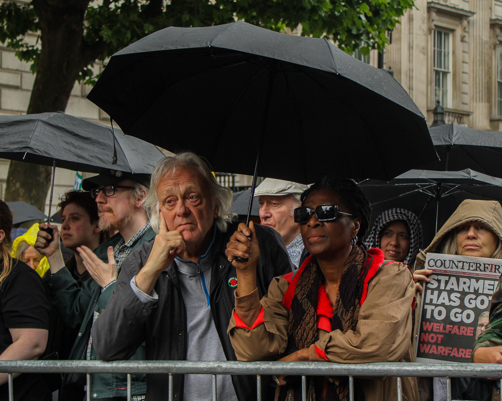 June 7th, 2025 - Protesters listen to speeches at a demo against austerity