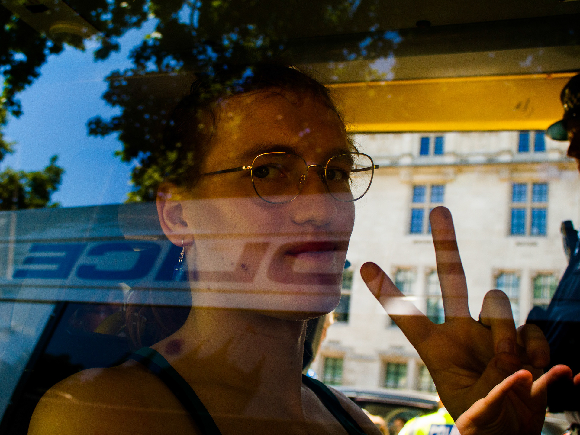 July 12th, 2025 - A protester in a police van
