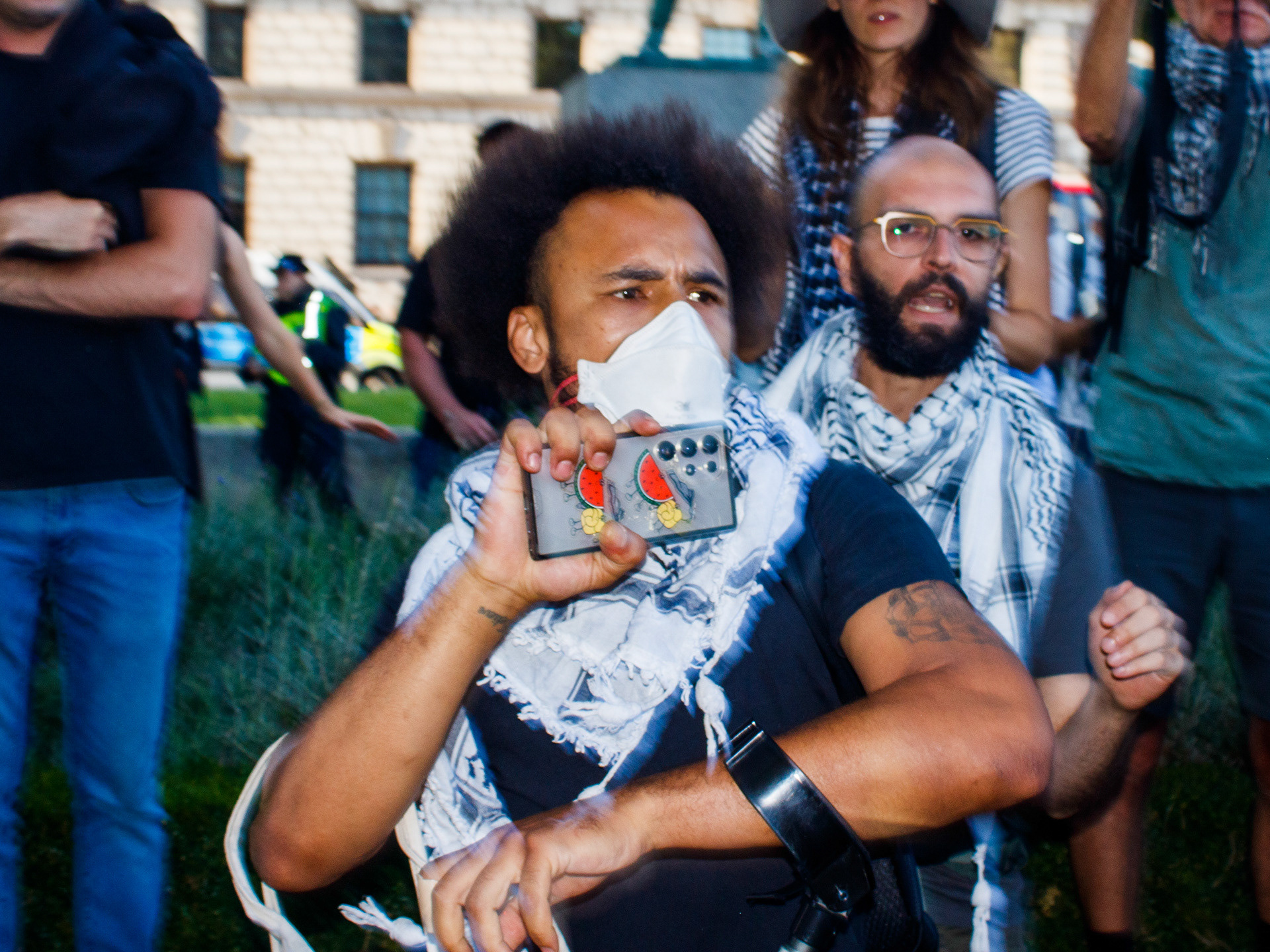 August 9th, 2025 - Protesters clash with police at a demo in support of Palestine Action