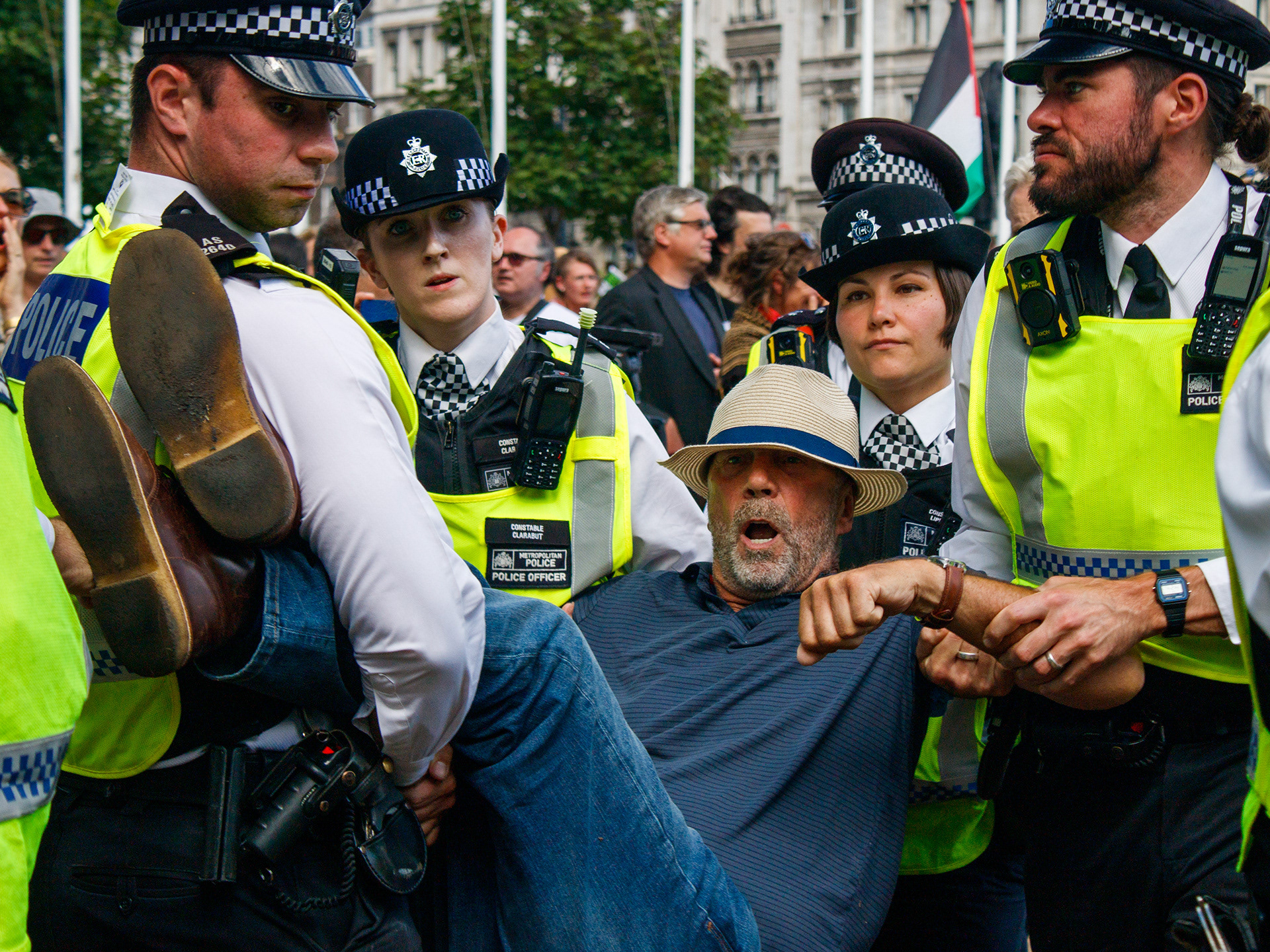 August 9th, 2025 - A protester being arrested under section 3 of the terrorism act 2000