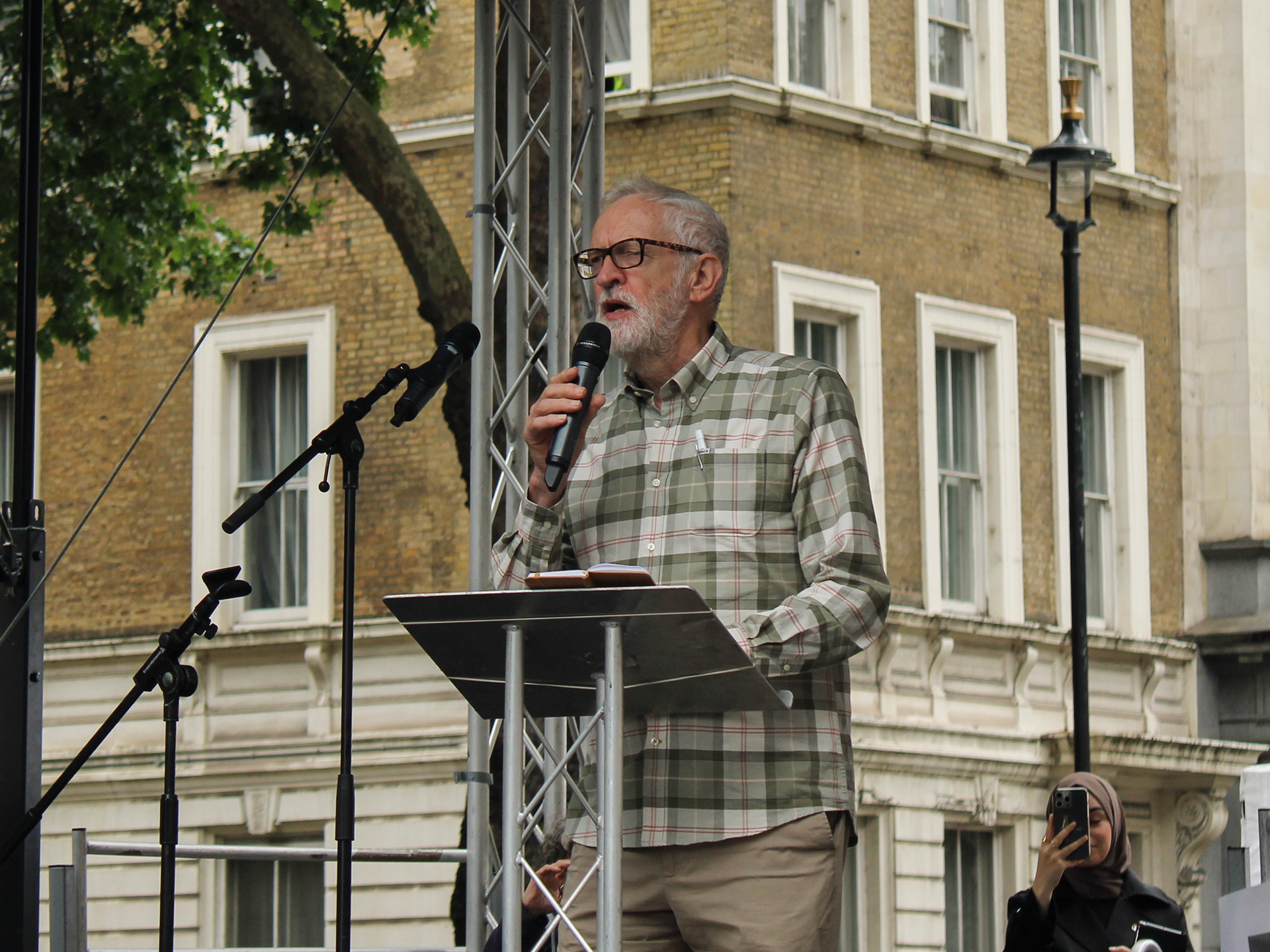 June 7th, 2025 - Jeremy Corbyn giving a speech at a protest against austerity