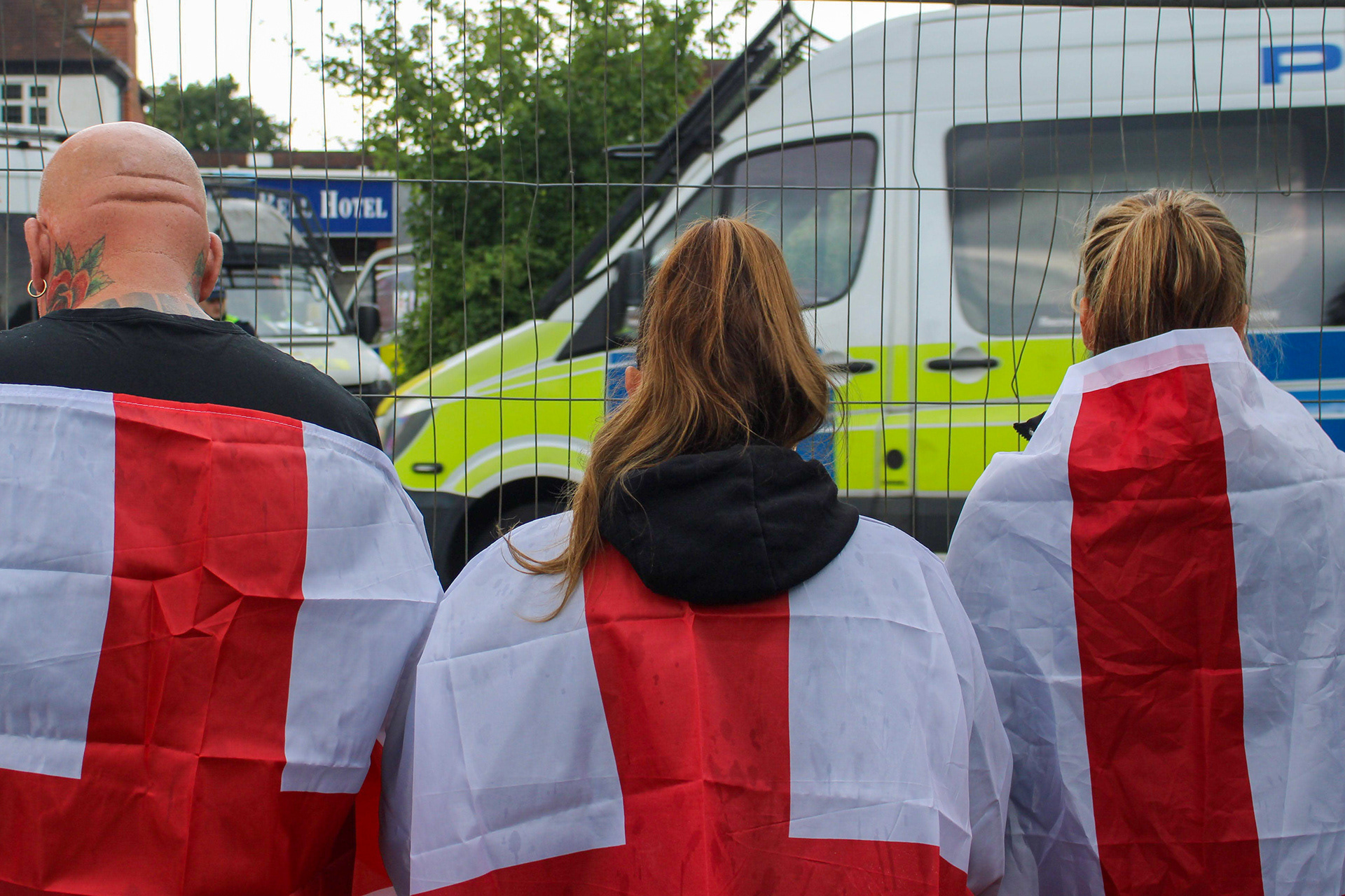 July 27th, 2025 - Protesters outside the Bell Hotel in Epping