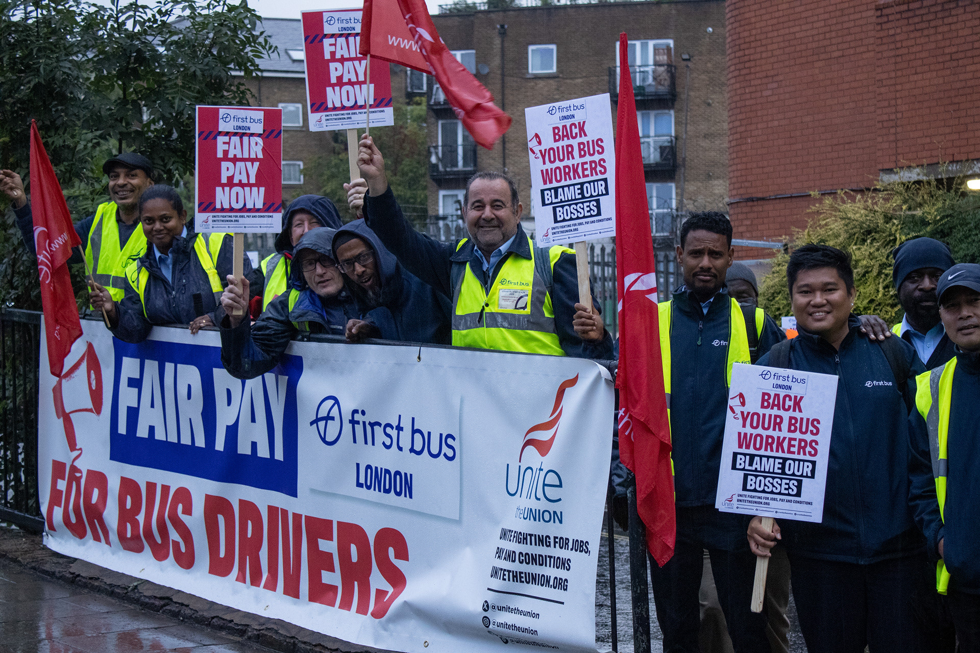 August 29th, 2025 - First Bus London picket line during strike action