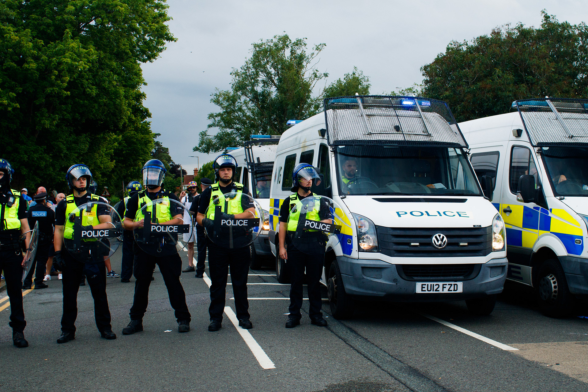 July 17th, 2025 - Police form a cordon in riot gear