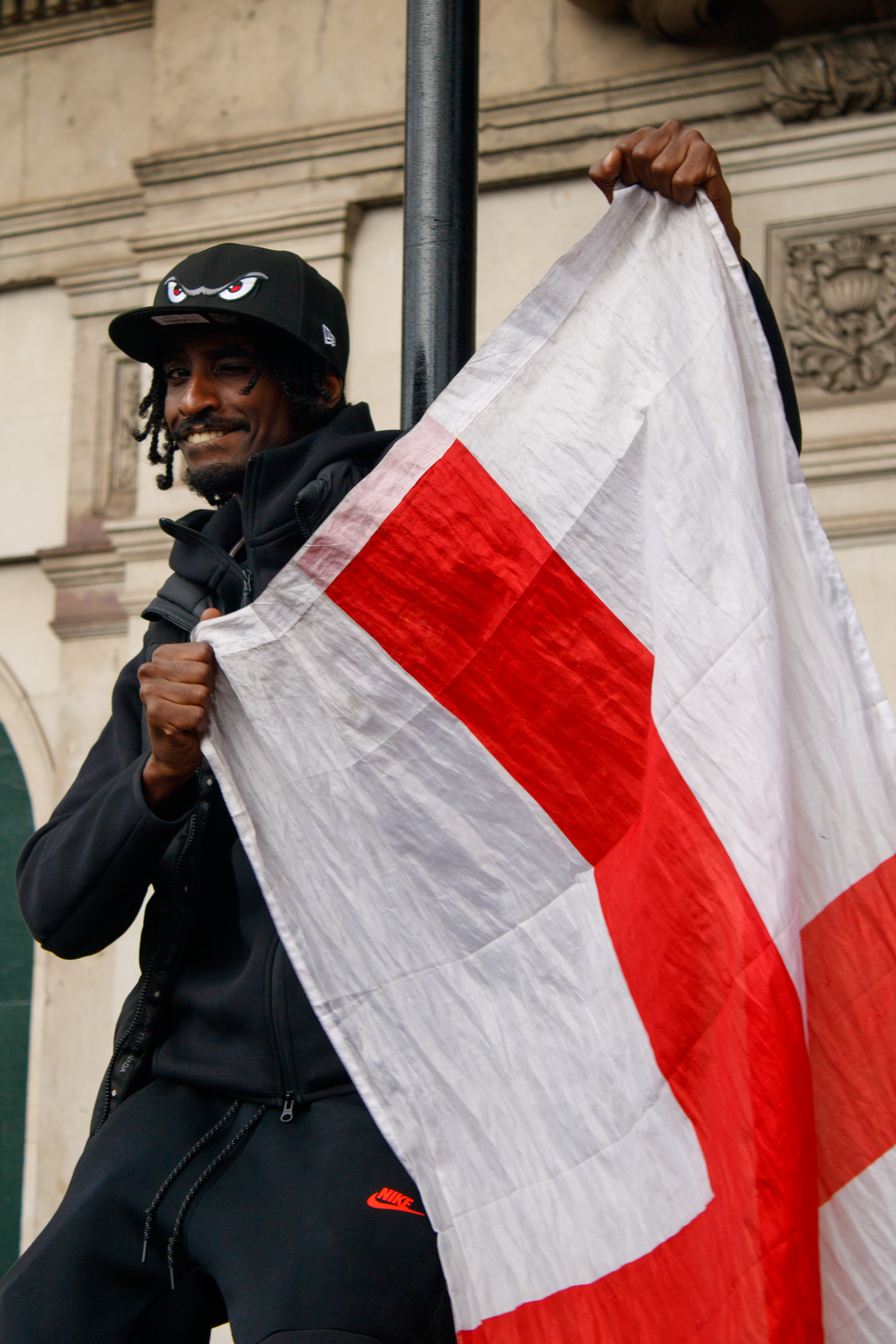 September 13th, 2025 - A protester at a Tommy Robbinson protest