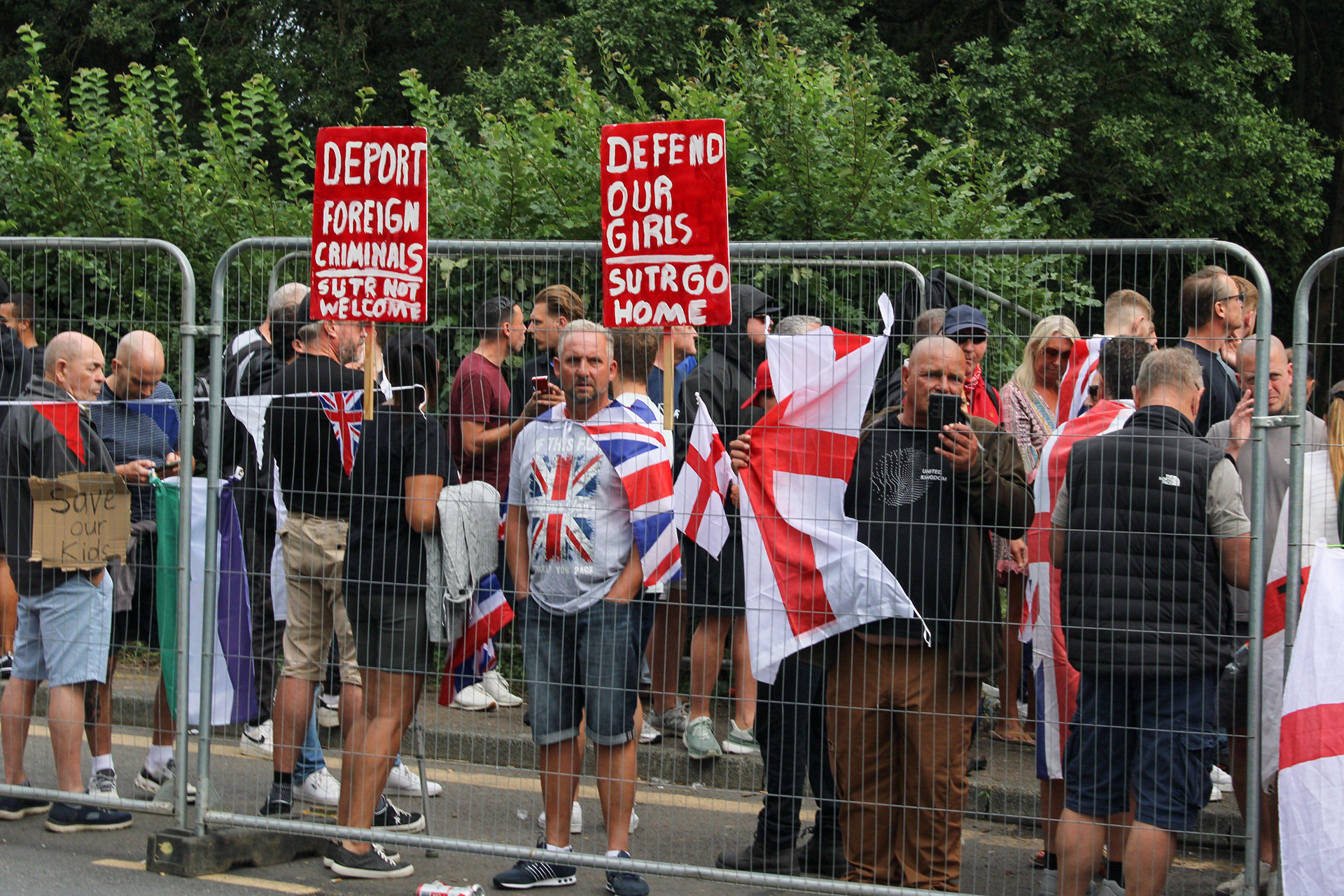 July 27th, 2025 - Protesters outside the Bell Hotel in Epping