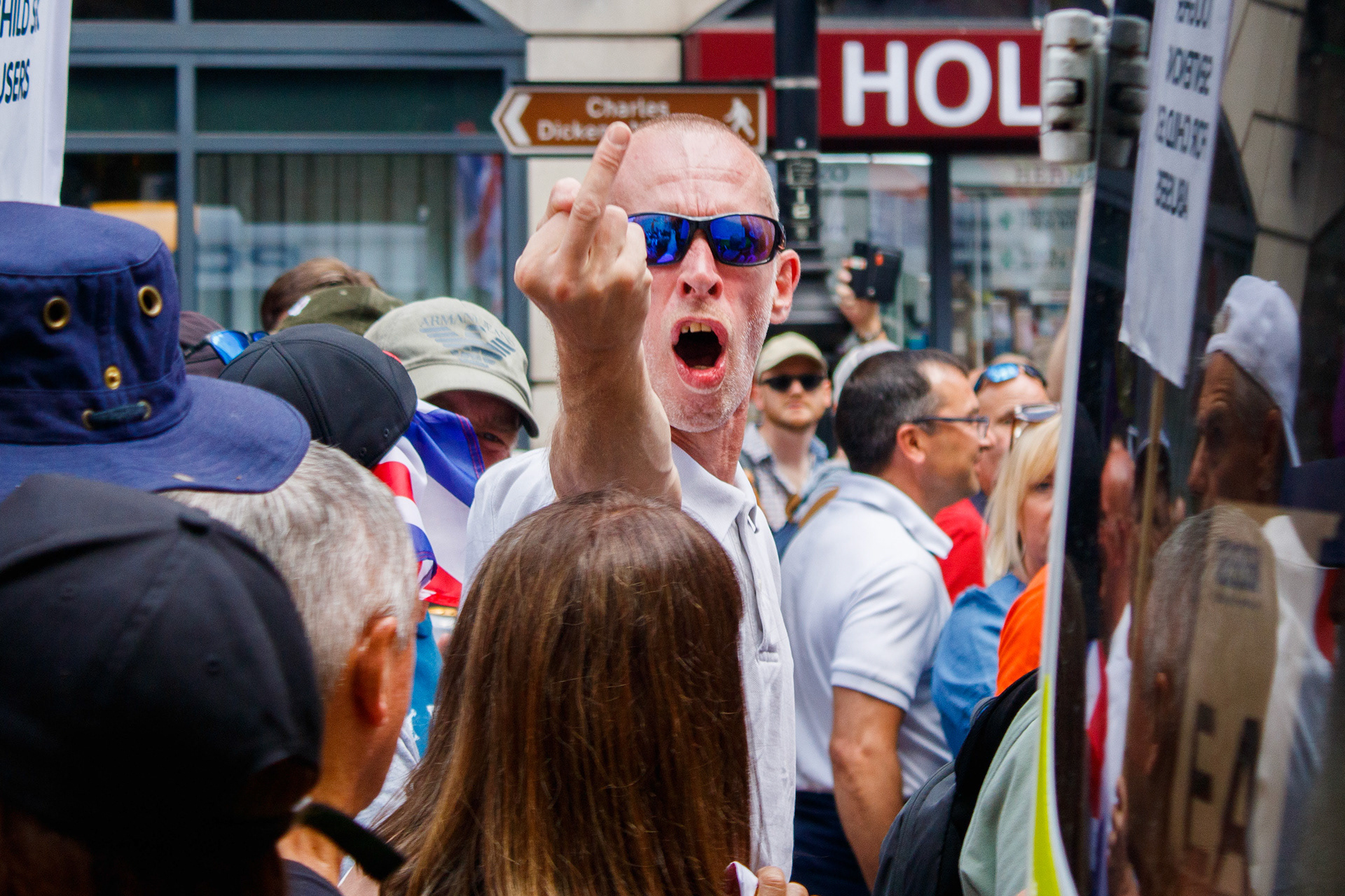 June 28th, 2025 - A protester flips me off