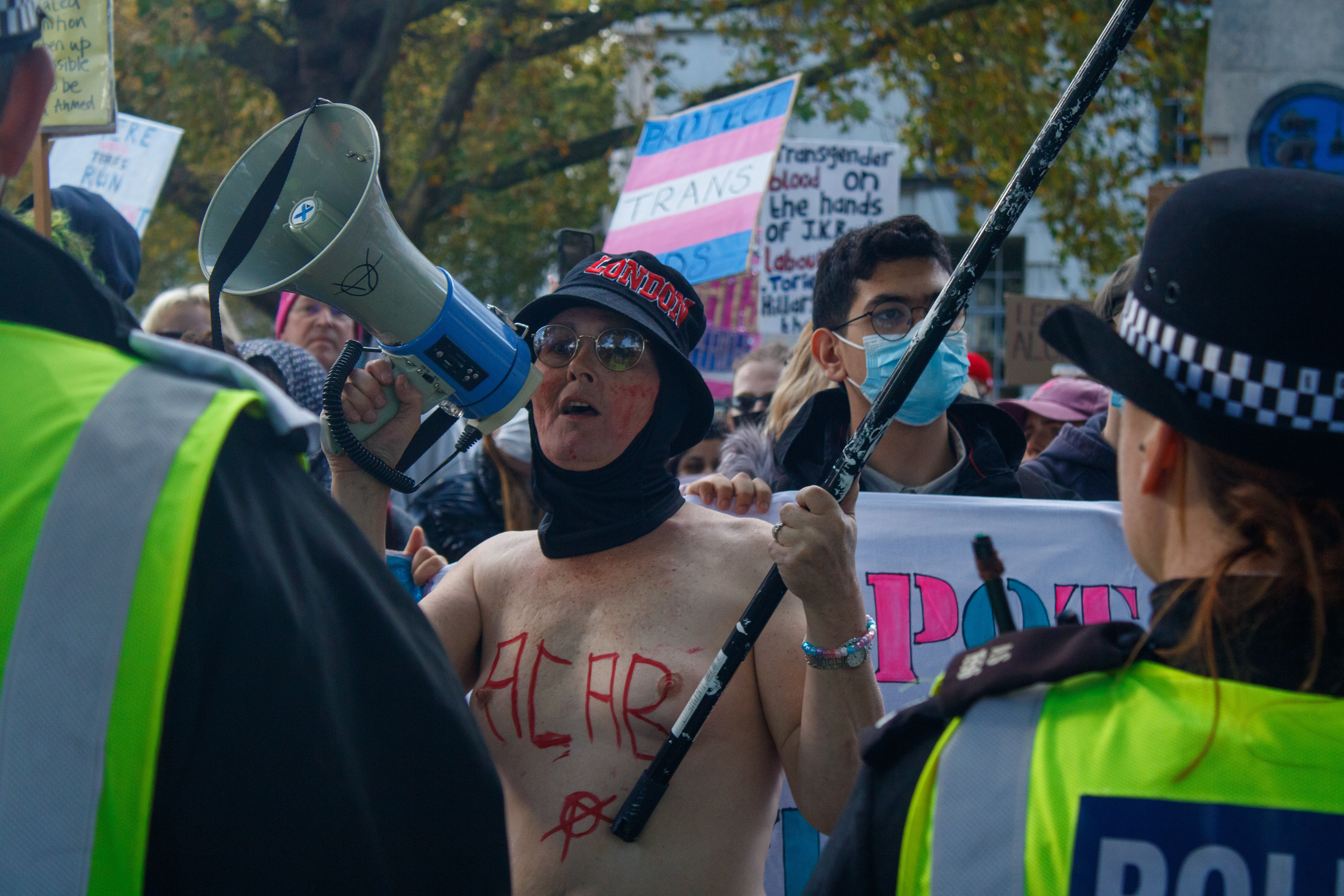 November 1st, 2025 - Trans activists at a demo in London