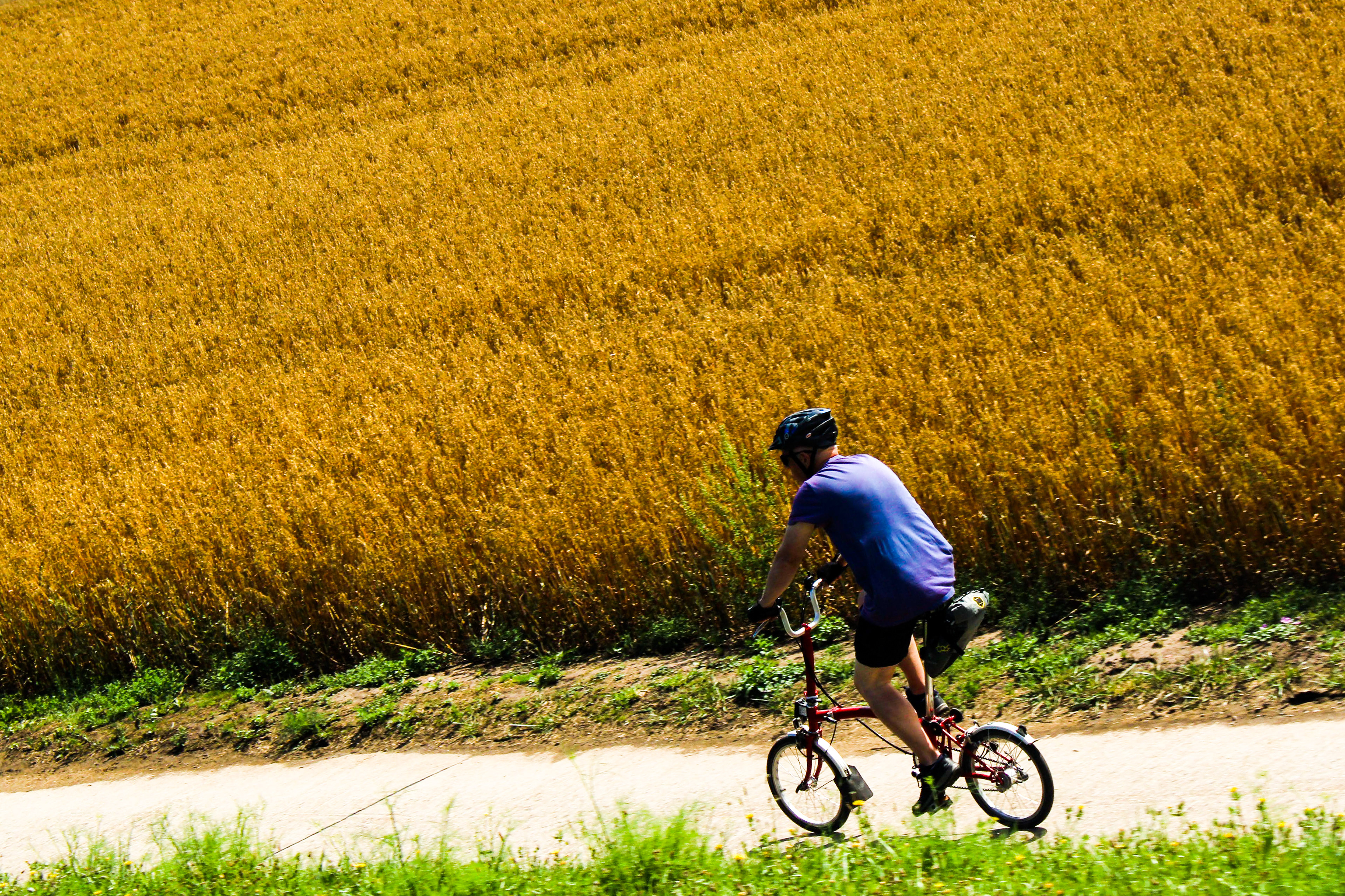 July 14th, 2025 - A cyclist cycles through the countryside