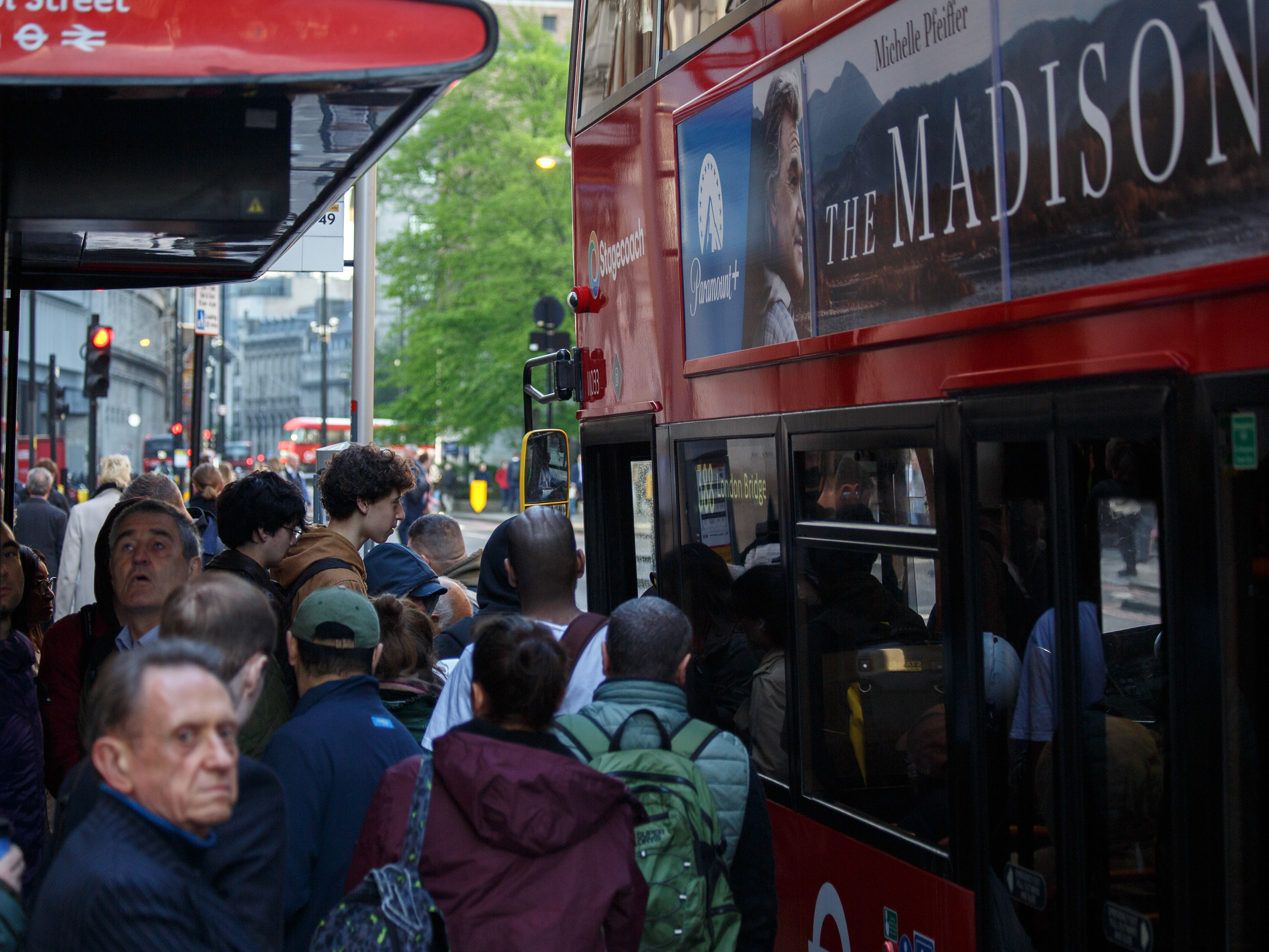 April 22nd, 2026 - London Underground passengers use alternative transport during strike action