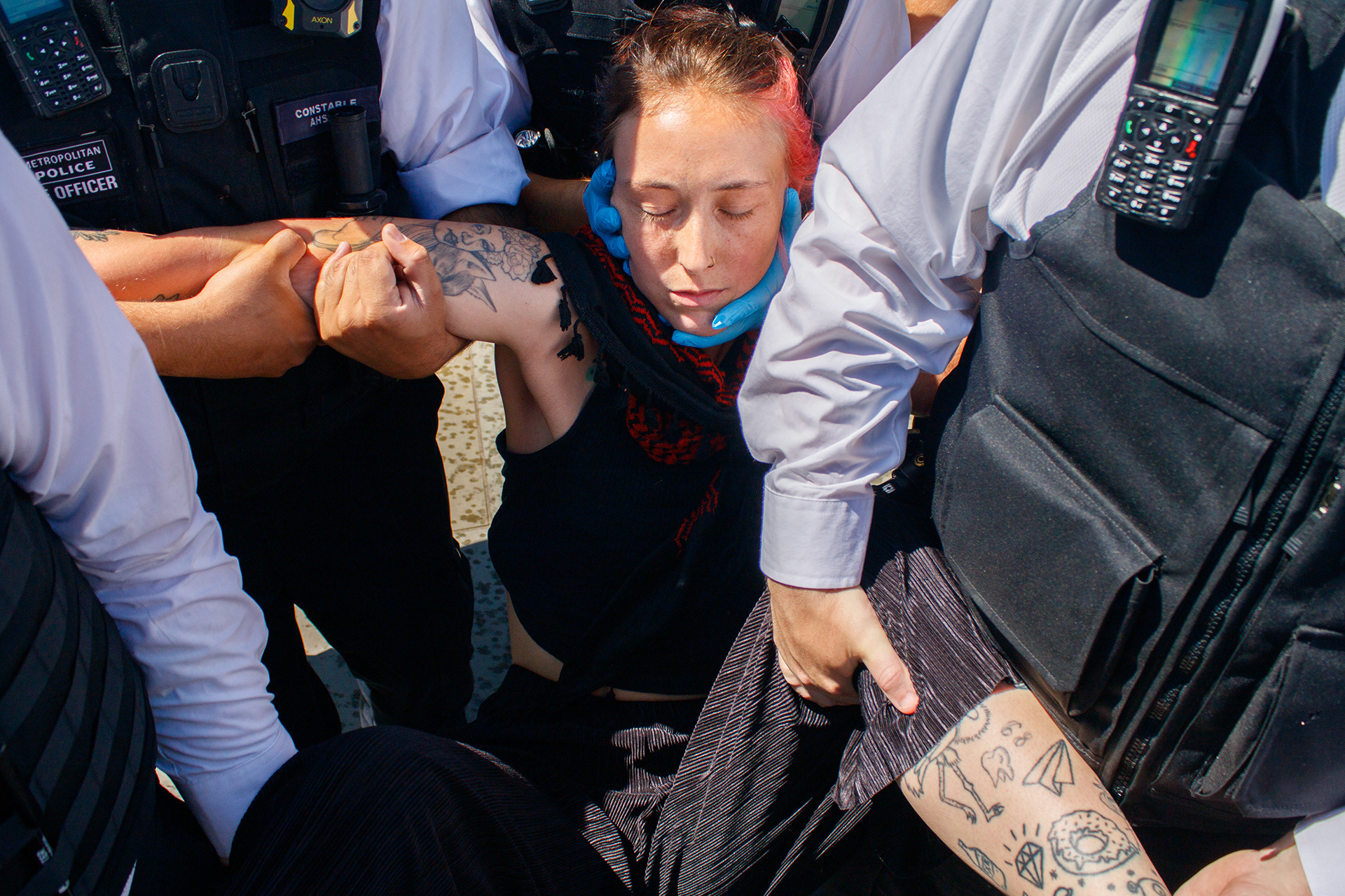 July 12th, 2025 - A protester being arrested at a protest in support of Palestine Action