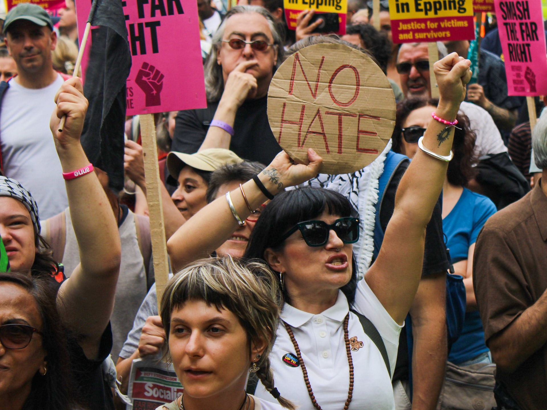 July 27th, 2025 - Stand Up to Racism protesters in Epping