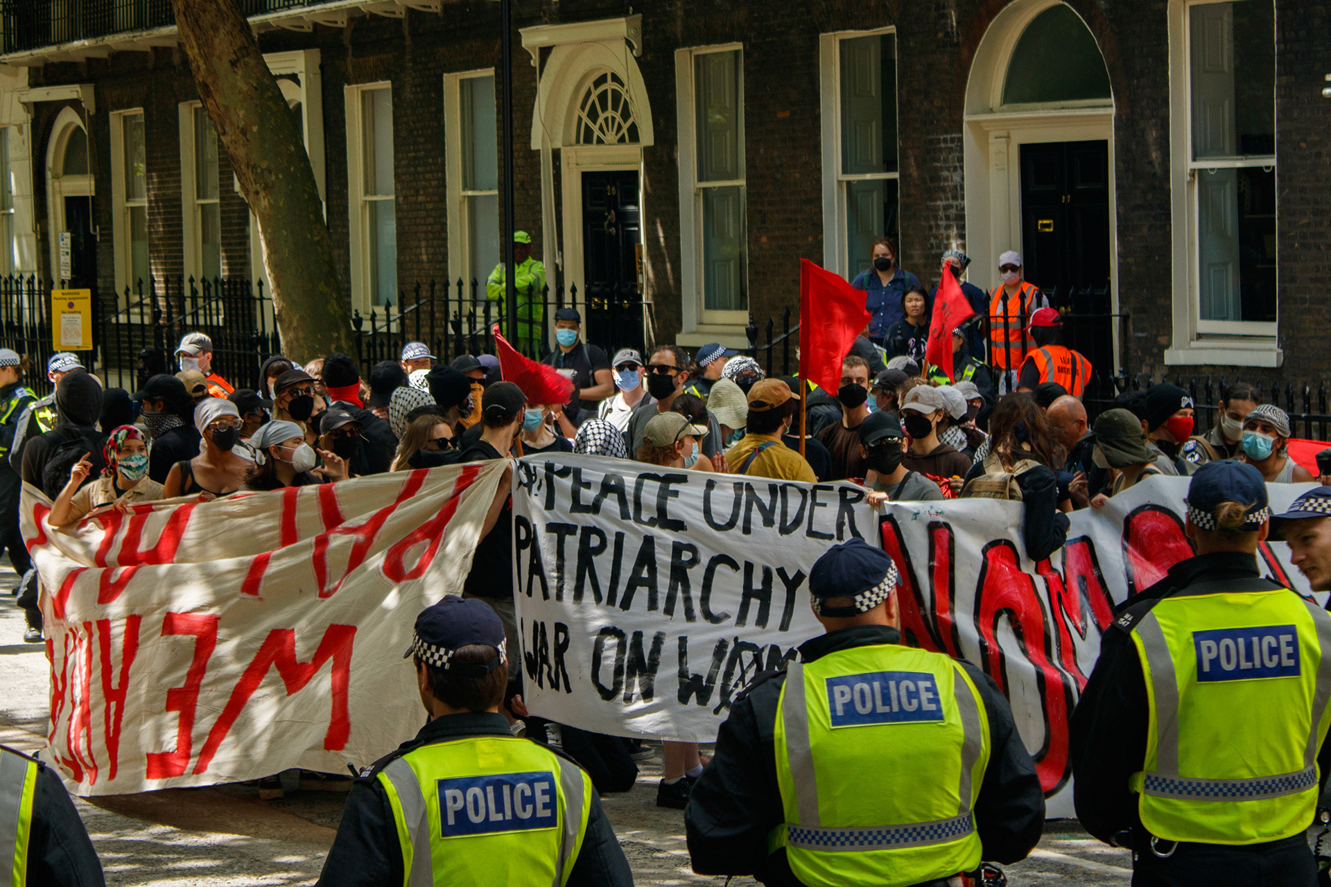 June 28th, 2025 - Antifa protesters kettled at a counter protest