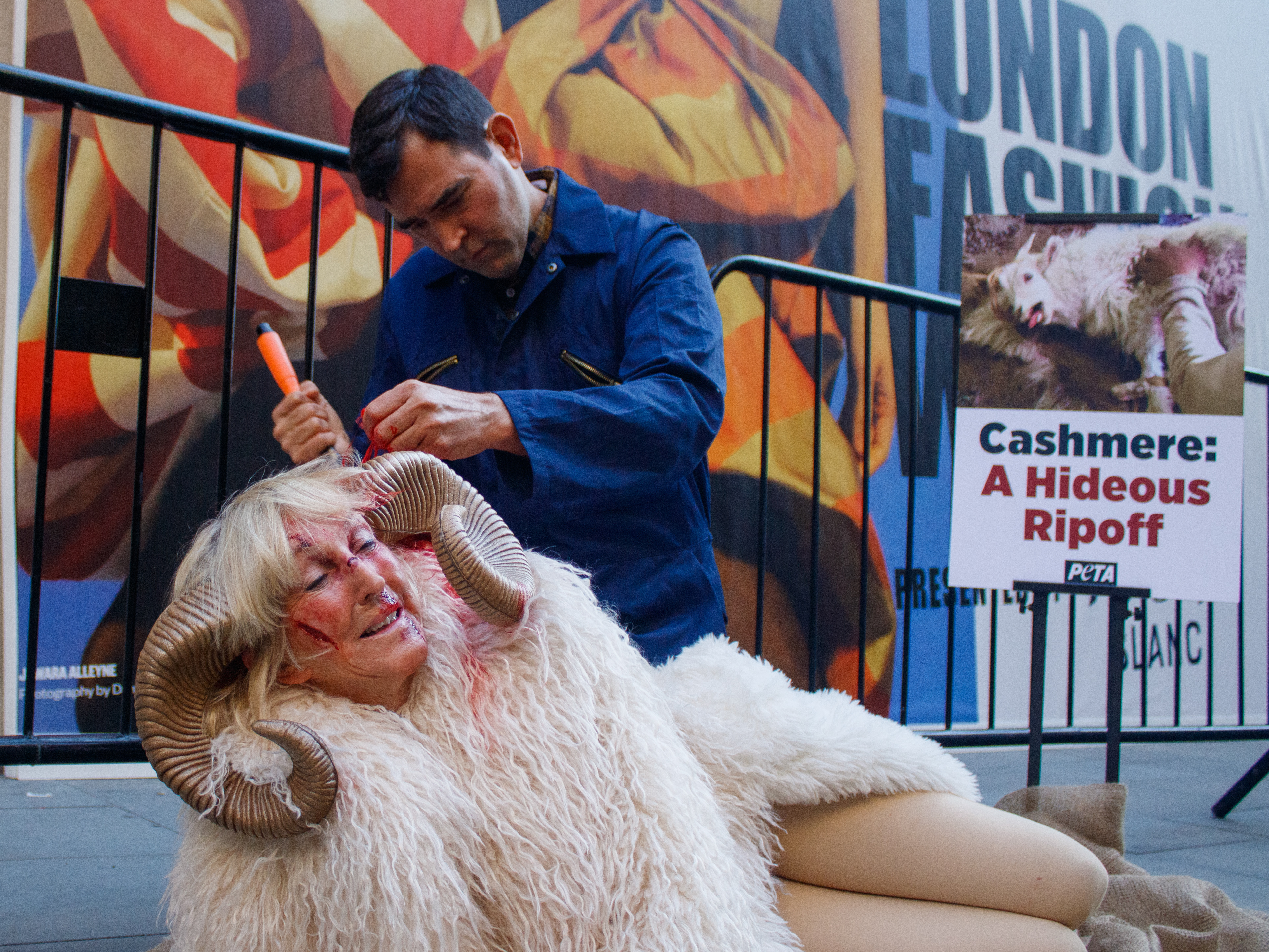 September 19th, 2025 - PETA founder Ingrid Newkirk aggressively has hair ripped from her body outside London Fashion Week