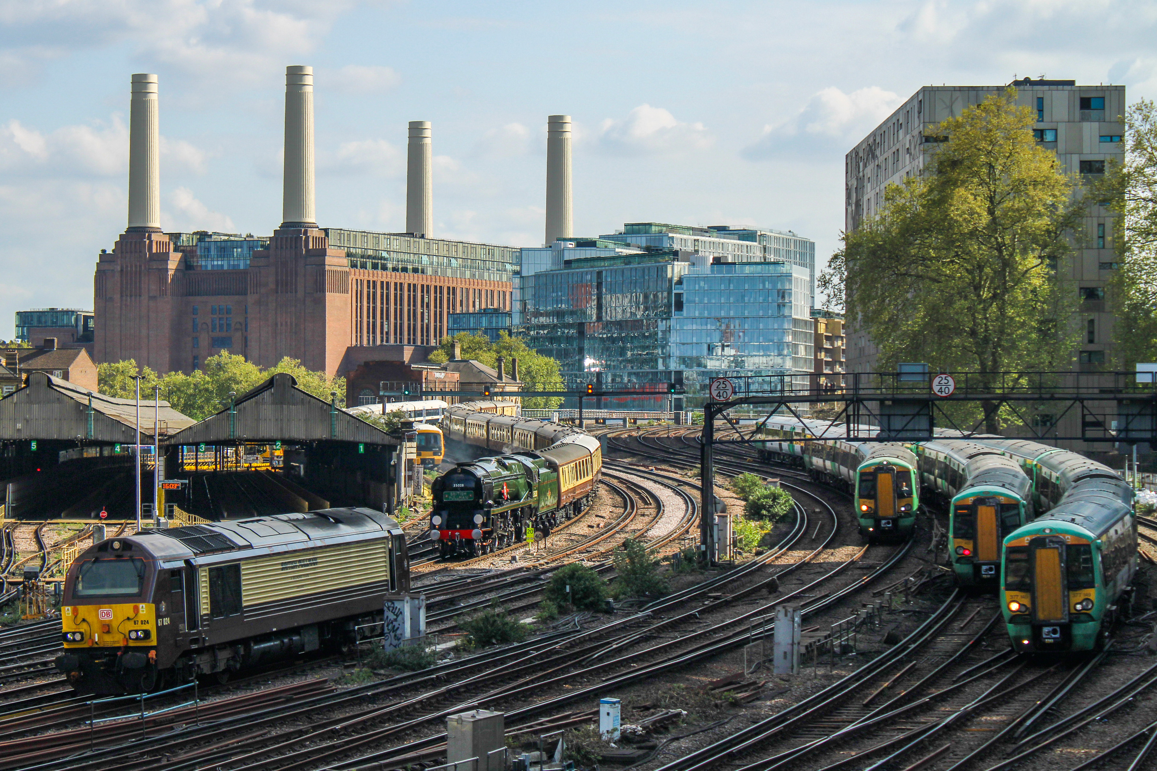 April 24th, 2025 - Trains with Battersea Power Station in the background