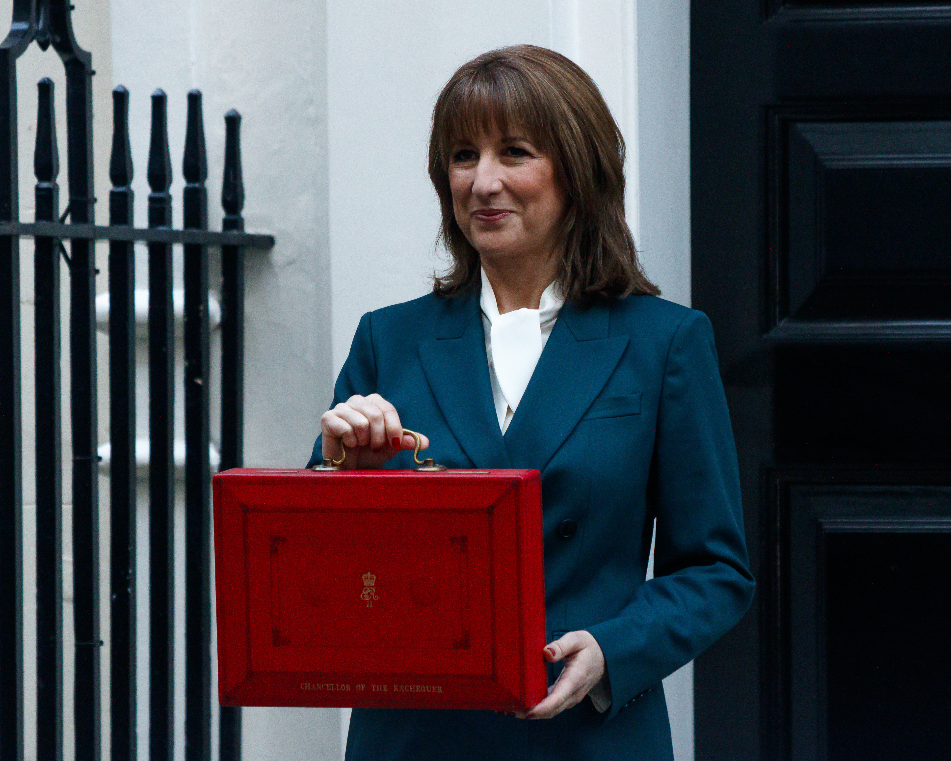 November 26th, 2025 - Chancellor of the Exchequer Rachel Reeves outside 10 Downing Street with the budget red box