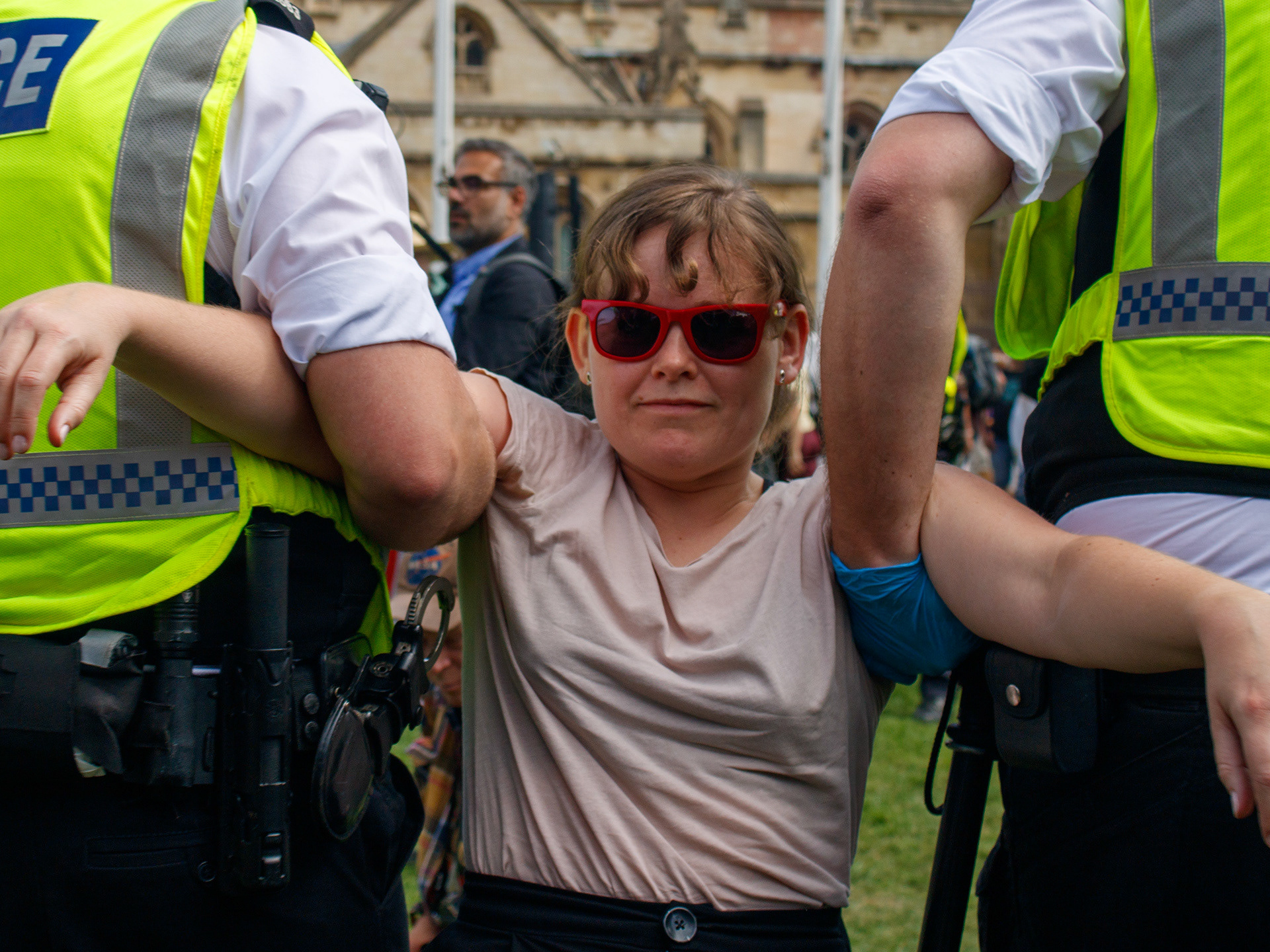 August 9th, 2025 - A protester being arrested under section 3 of the terrorism act 2000