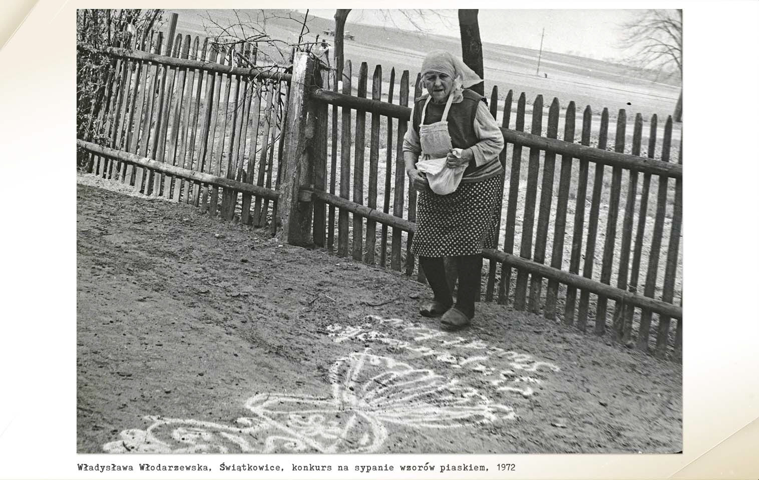 "Sypanie piaskiem," or the pouring of sand, is a part of the intangible cultural heritage of rural Central Poland. Patterns drawn on the ground in houses, thresholds, pathways, and courtyards brought protection and luck to families and community. The practice almost became extinct during the past 100 years, but is experiencing a recent resurgence as people seek to revive this cultural practice.
