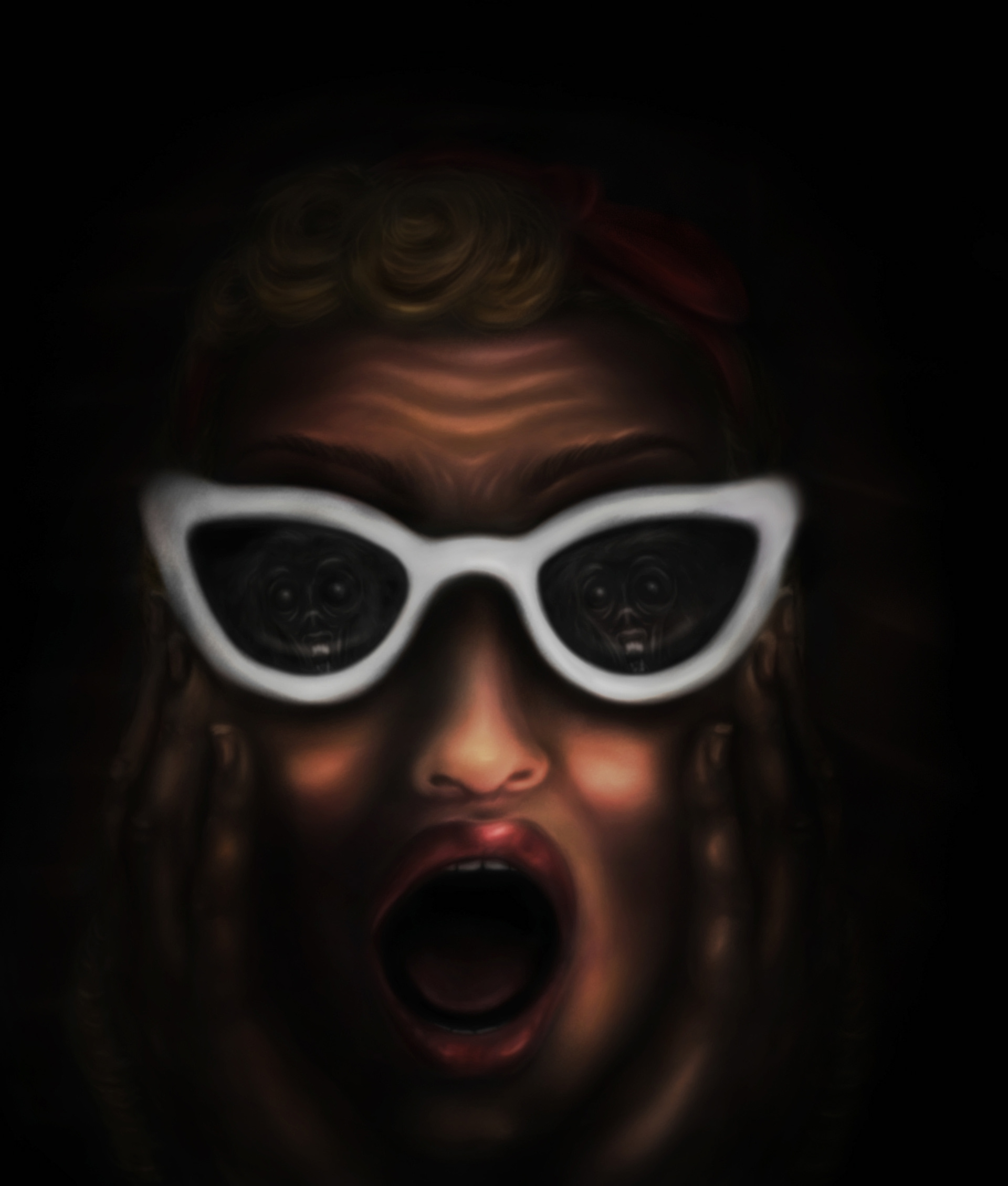 Illustration for an audio book of the classic horror story "Behind Closed Doors"