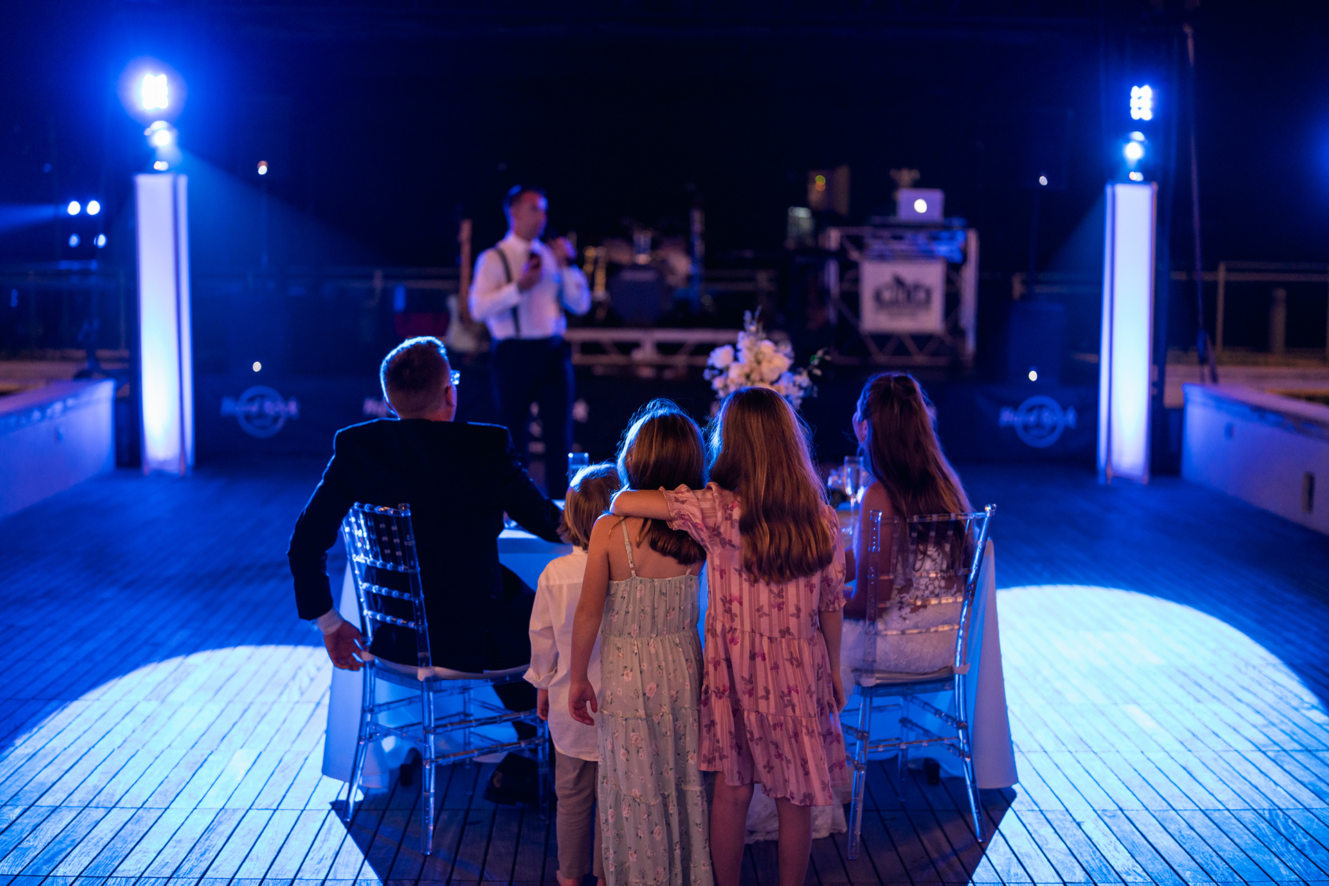 Outdoor wedding reception dance floor at Hard Rock Hotel in Daytona Beach, FL.