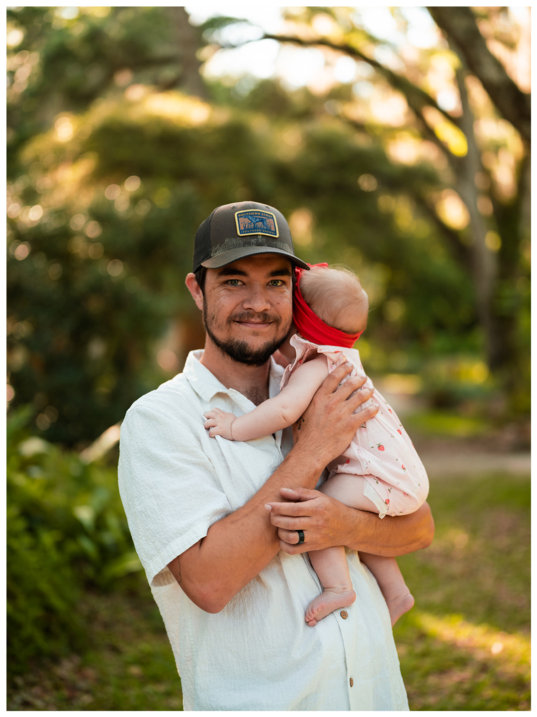 Father and baby portrait at Dunlawton Sugar Mill Gardens during Port Orange family photo session