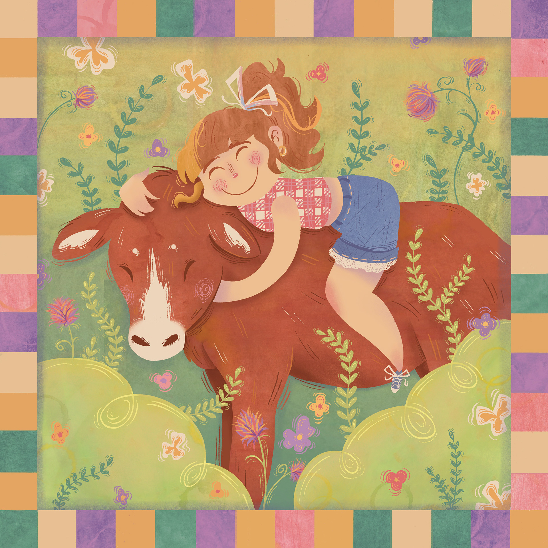 Cow Hug, Gouache/Procreate 2024