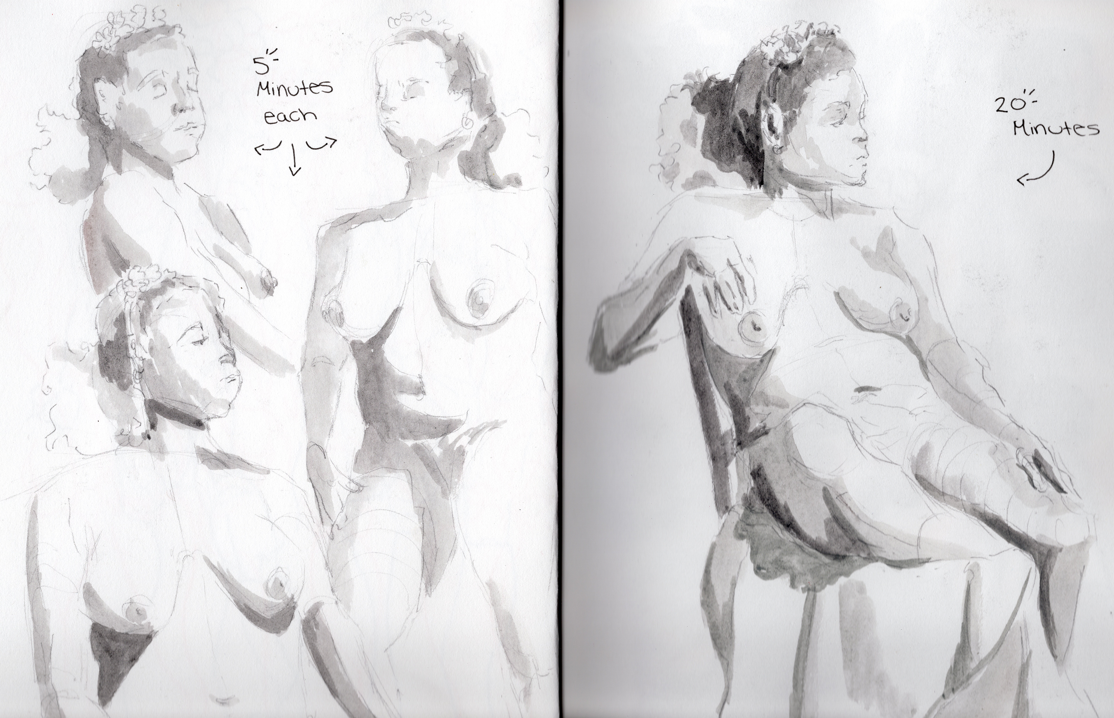 Sketchbook Figure, Pencil and Watercolor