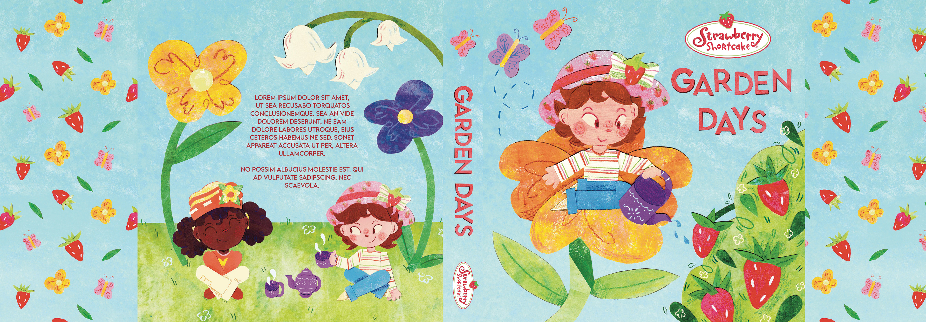 Strawberry Shortcake Mock Layout, Gouache/Papercut/Digital