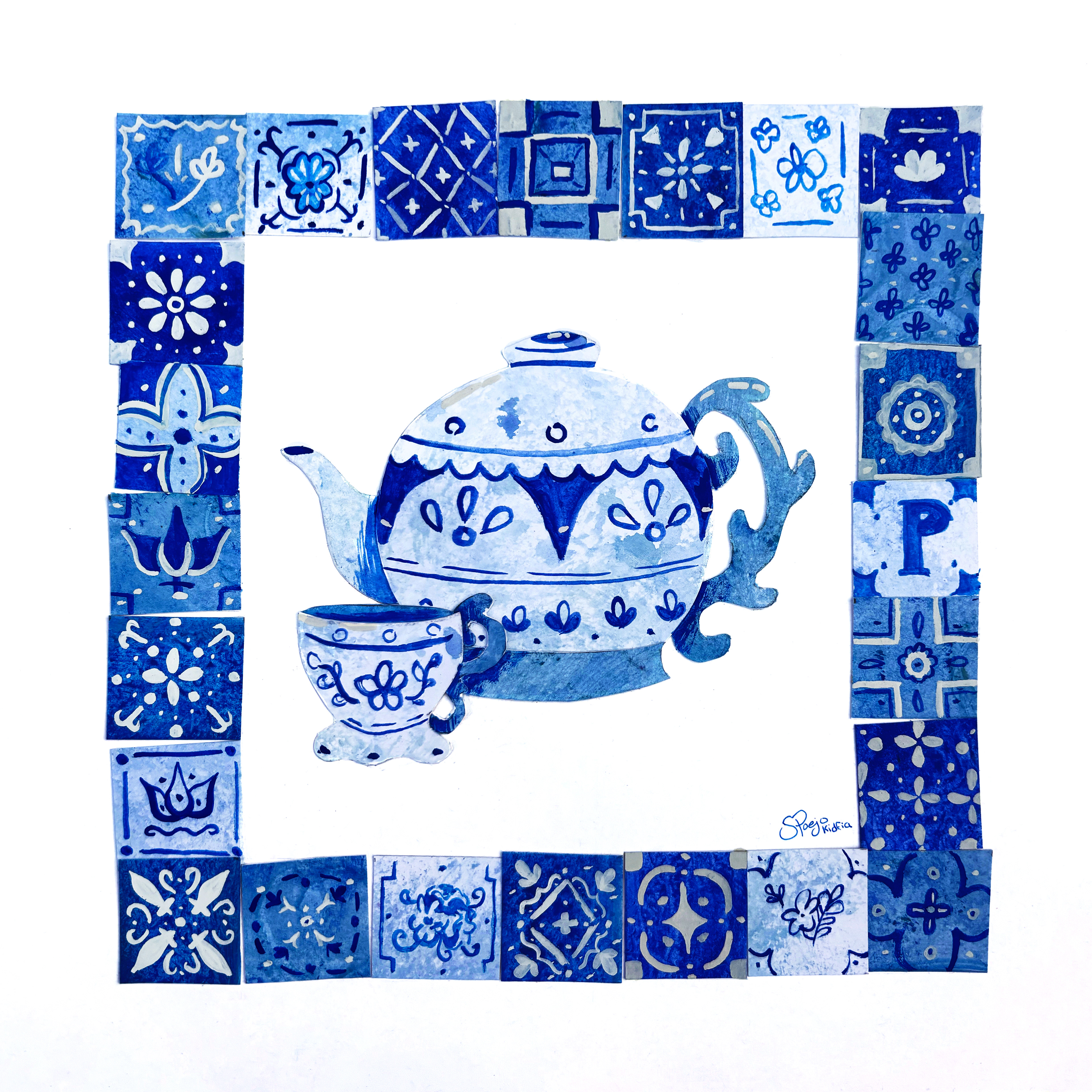 Portuguese Pottery, Gouache/Papercut