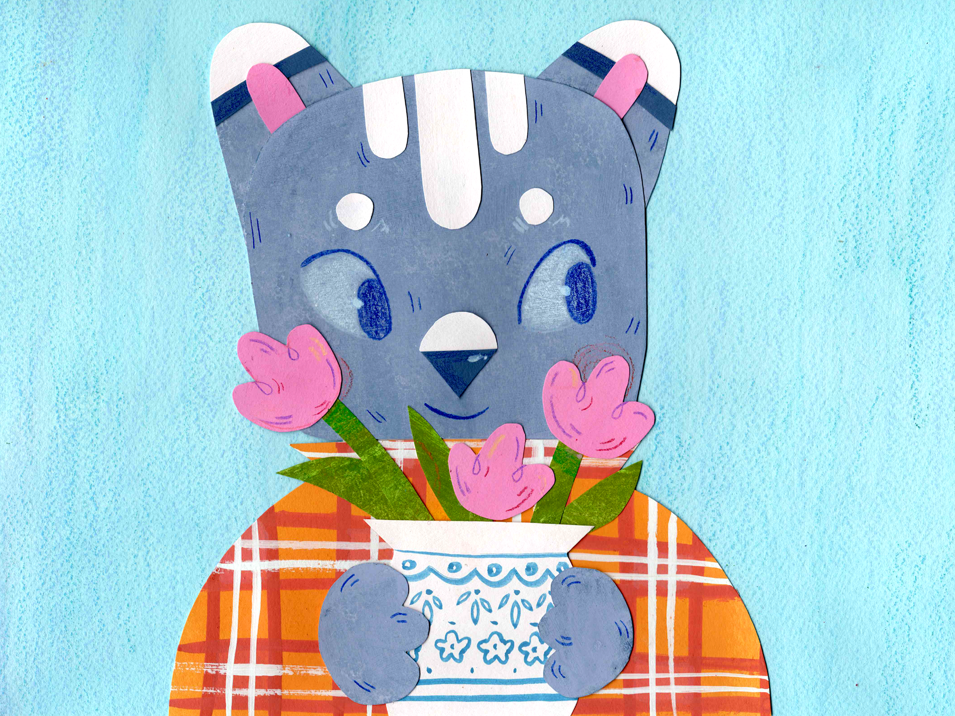 Sweater Cat, Gouache / Papercut