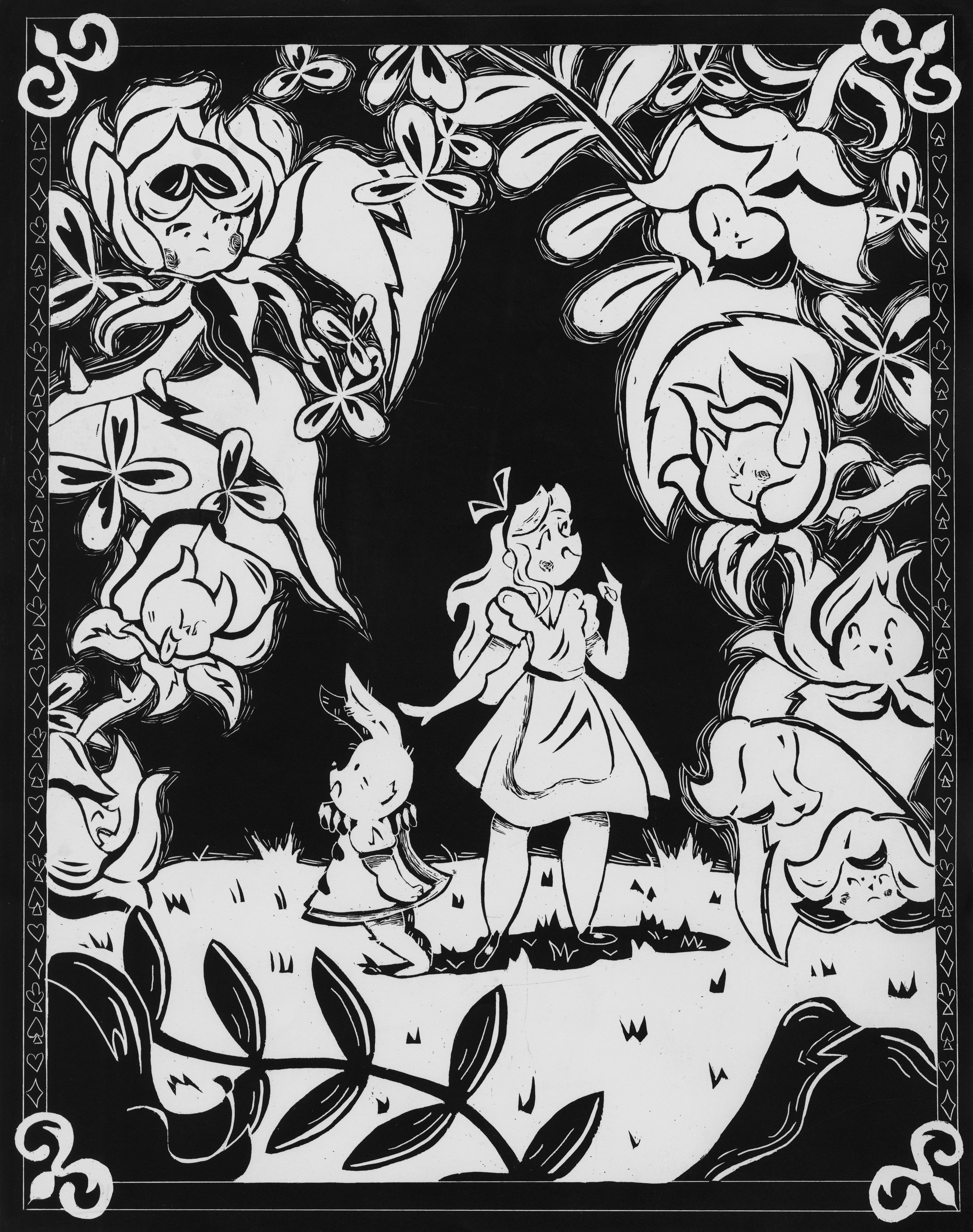 Alice in Wonderland, Scratchboard