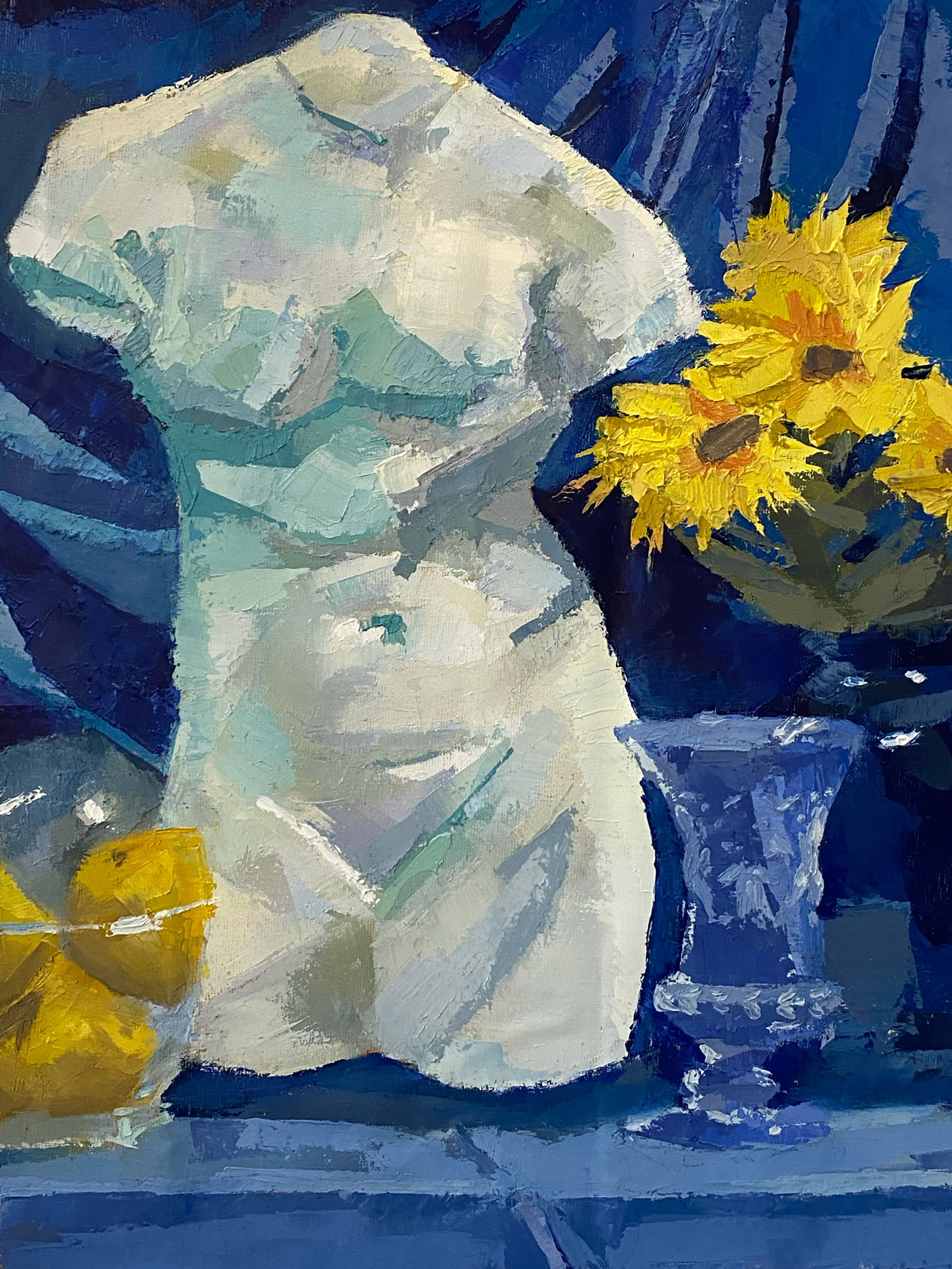 Blue Bust, Oil Paint