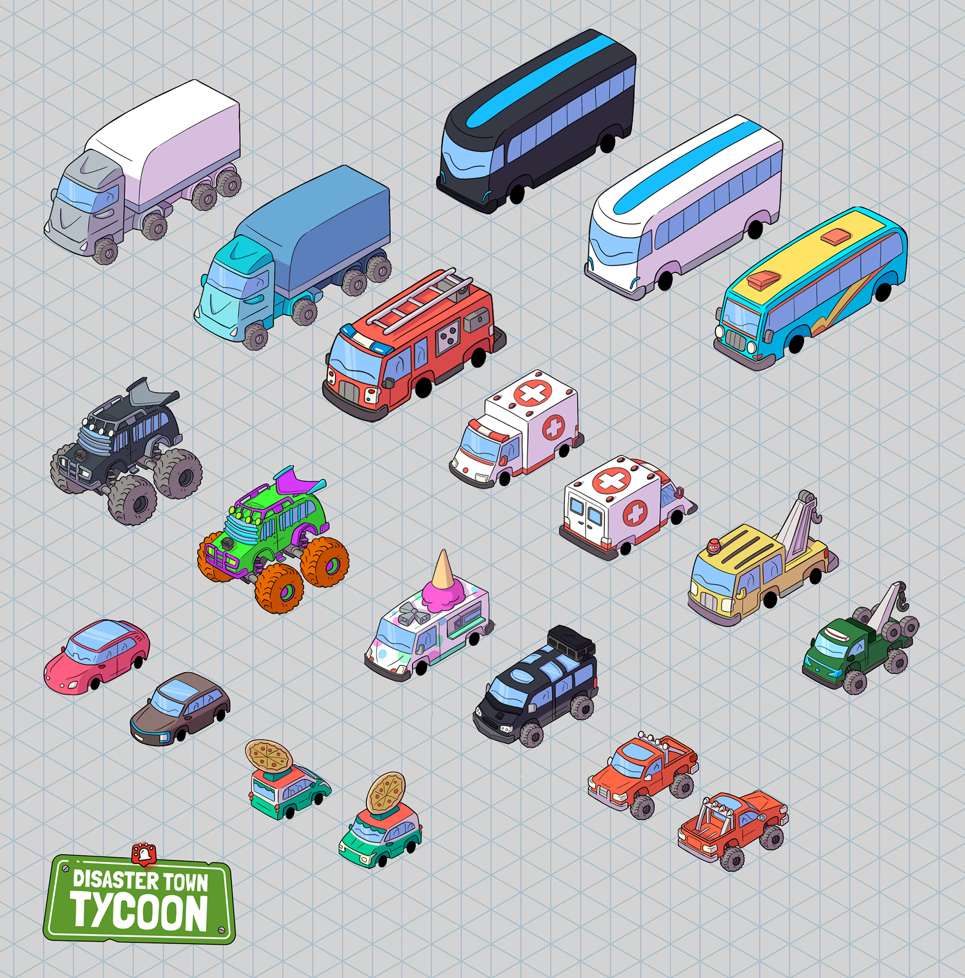 Vehicle Design for Disaster Town Tycoon Mobile Game