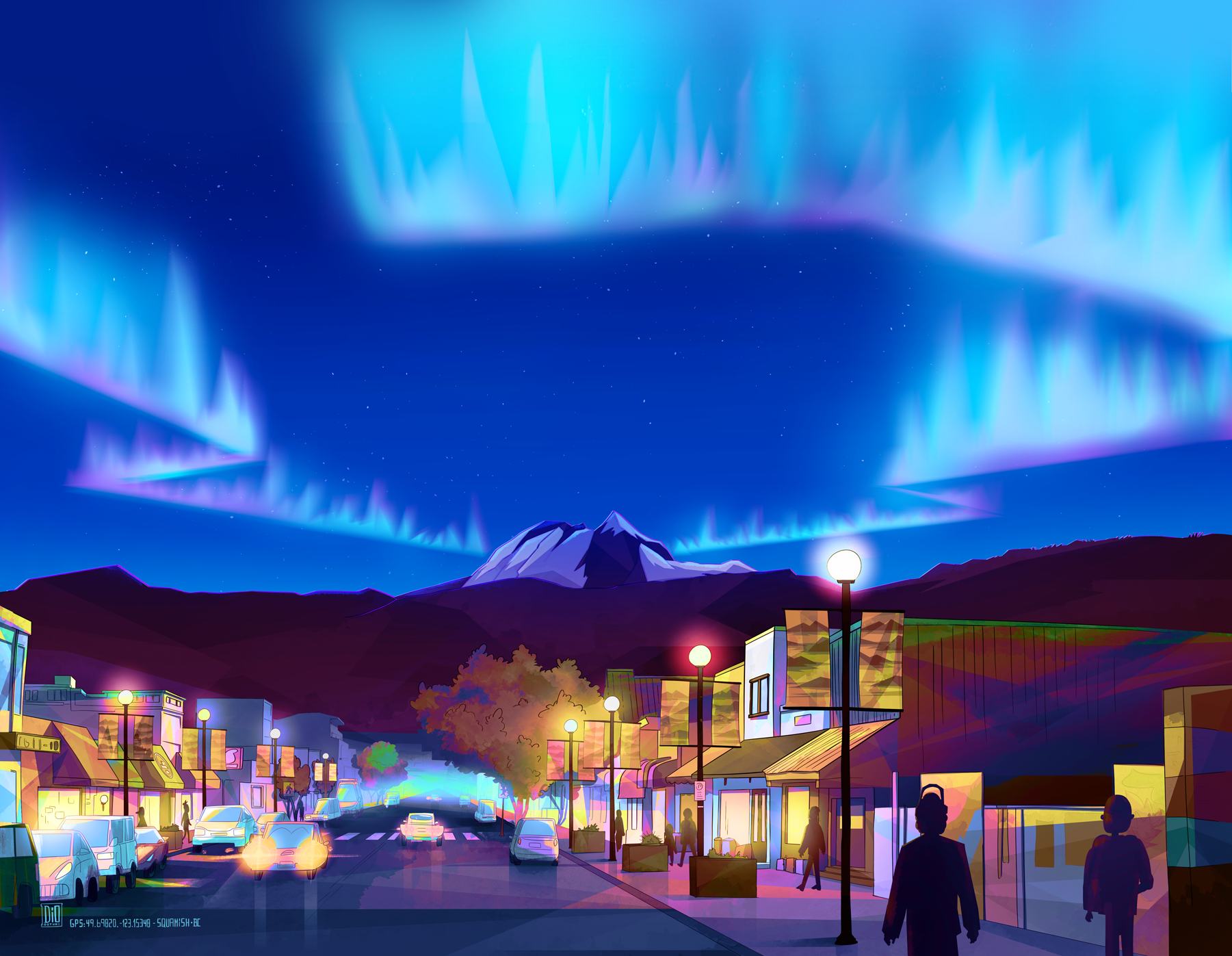 Downtown Squamish - BC - Traditional Ink/Digital Painting