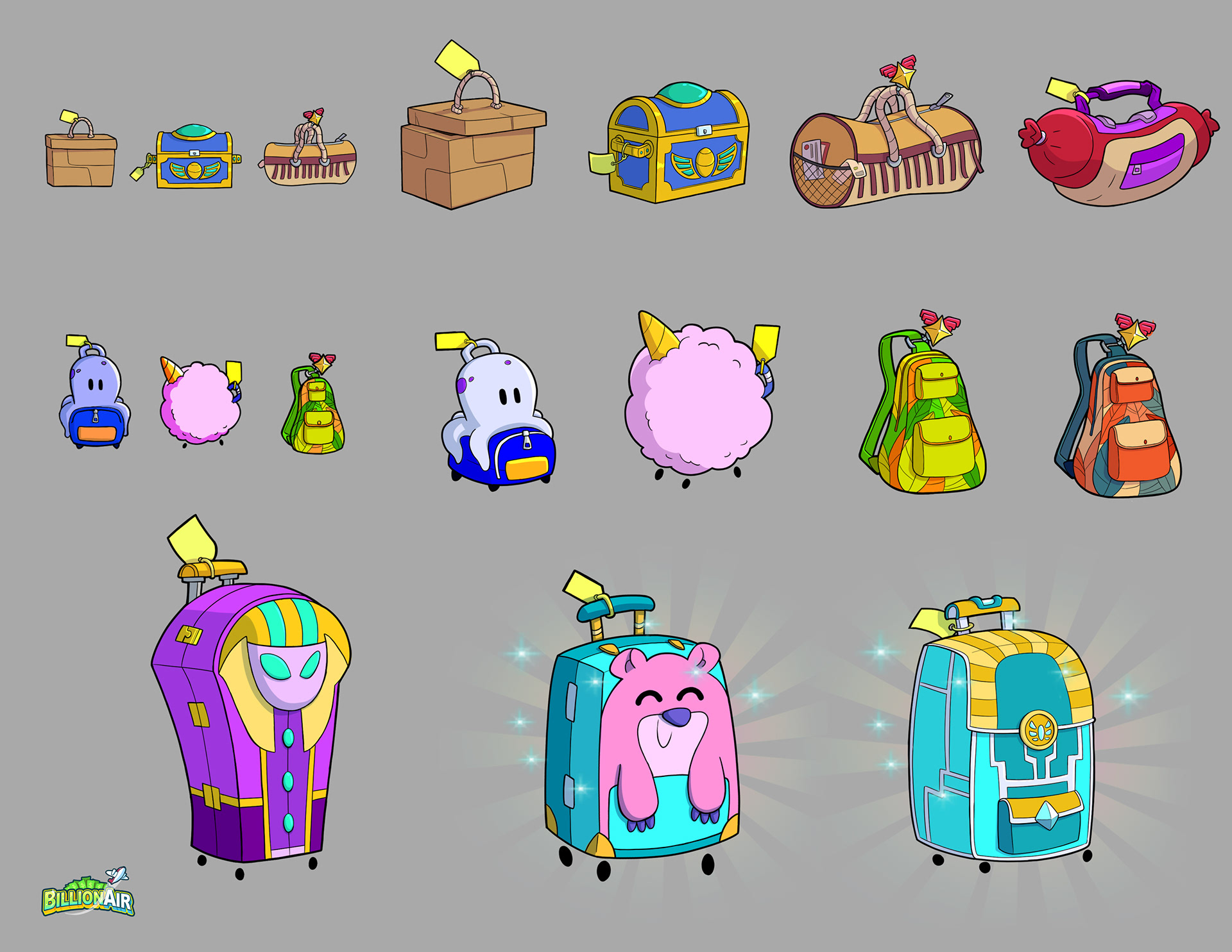 Backpack Design and Explorations for Airport Billionaire Tycoon Mobile Game