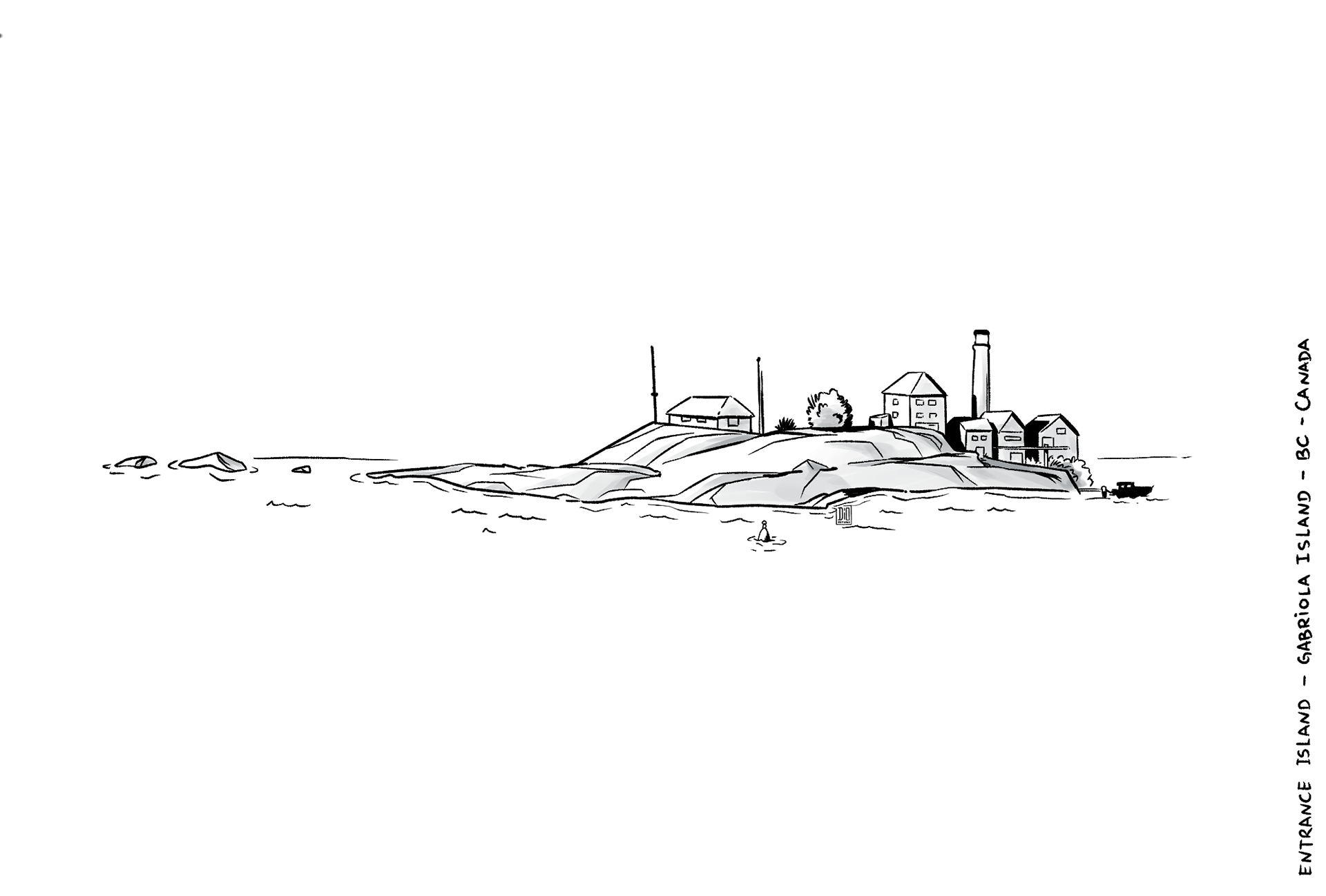 Sketch on location at Gabriola Island - BC - Traditional Ink/Digital Painting