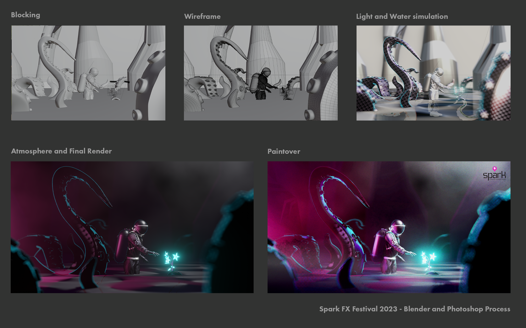 Spark FX Festival 2023 - Blender and Photoshop Process - 16h of work