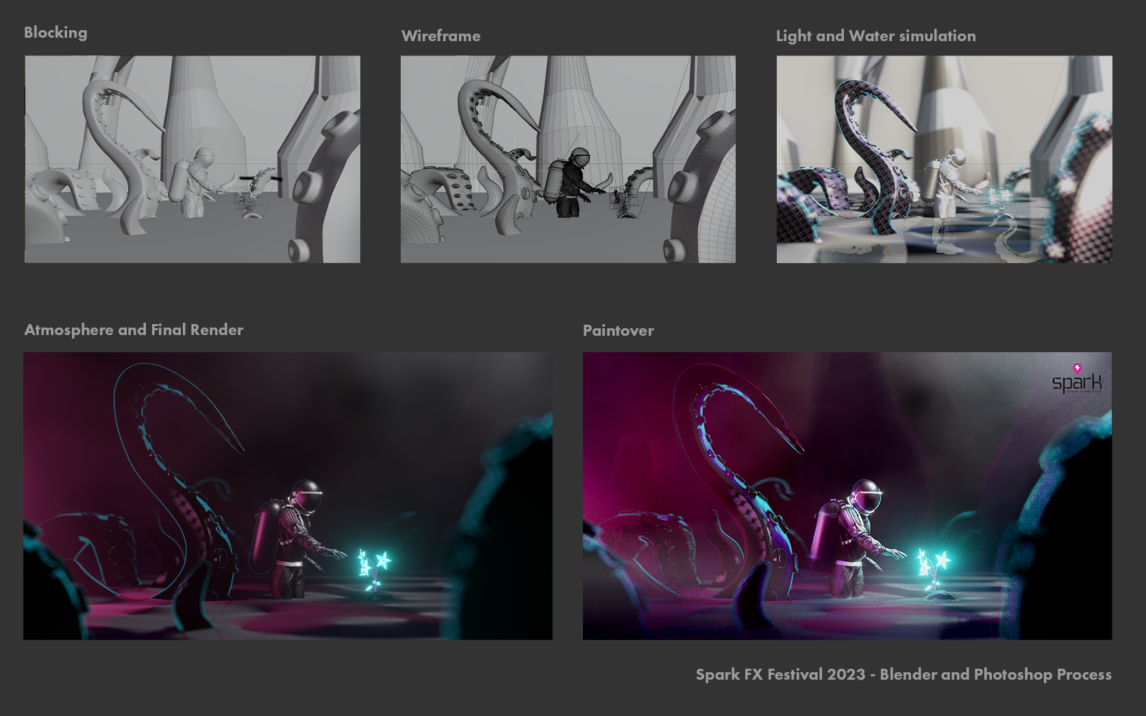 Spark FX Festival 2023 - Blender and Photoshop Process - 16h of work