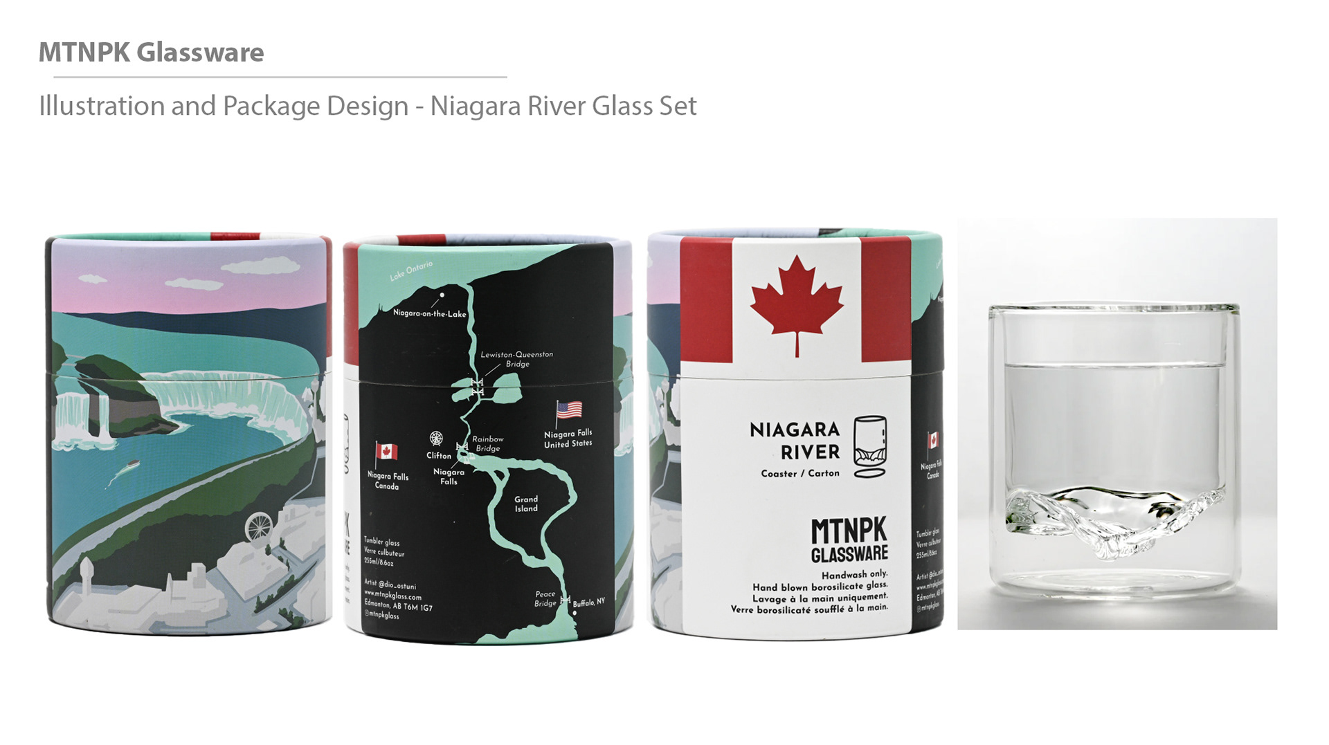 MTNPK Glassware - Niagara River Glass Package Design