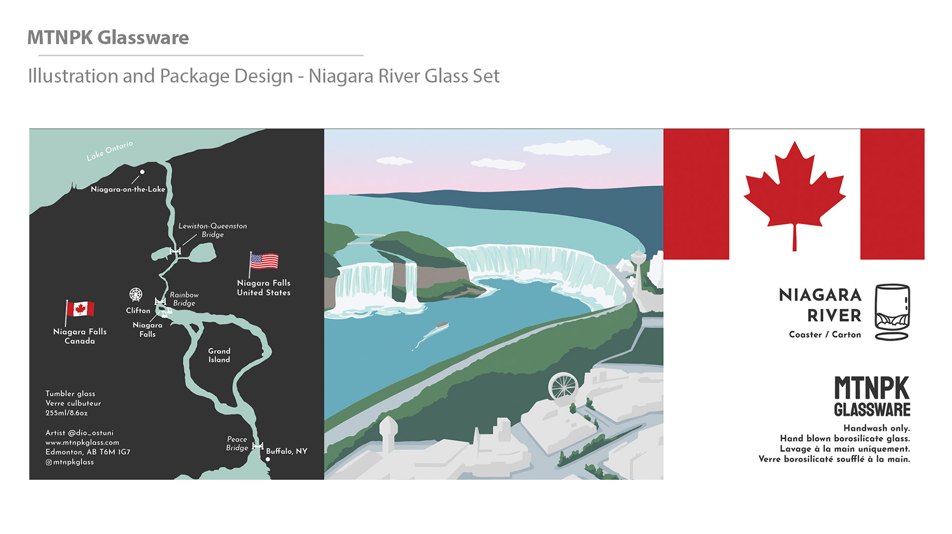 MTNPK Glassware - Niagara River Glass Package Design